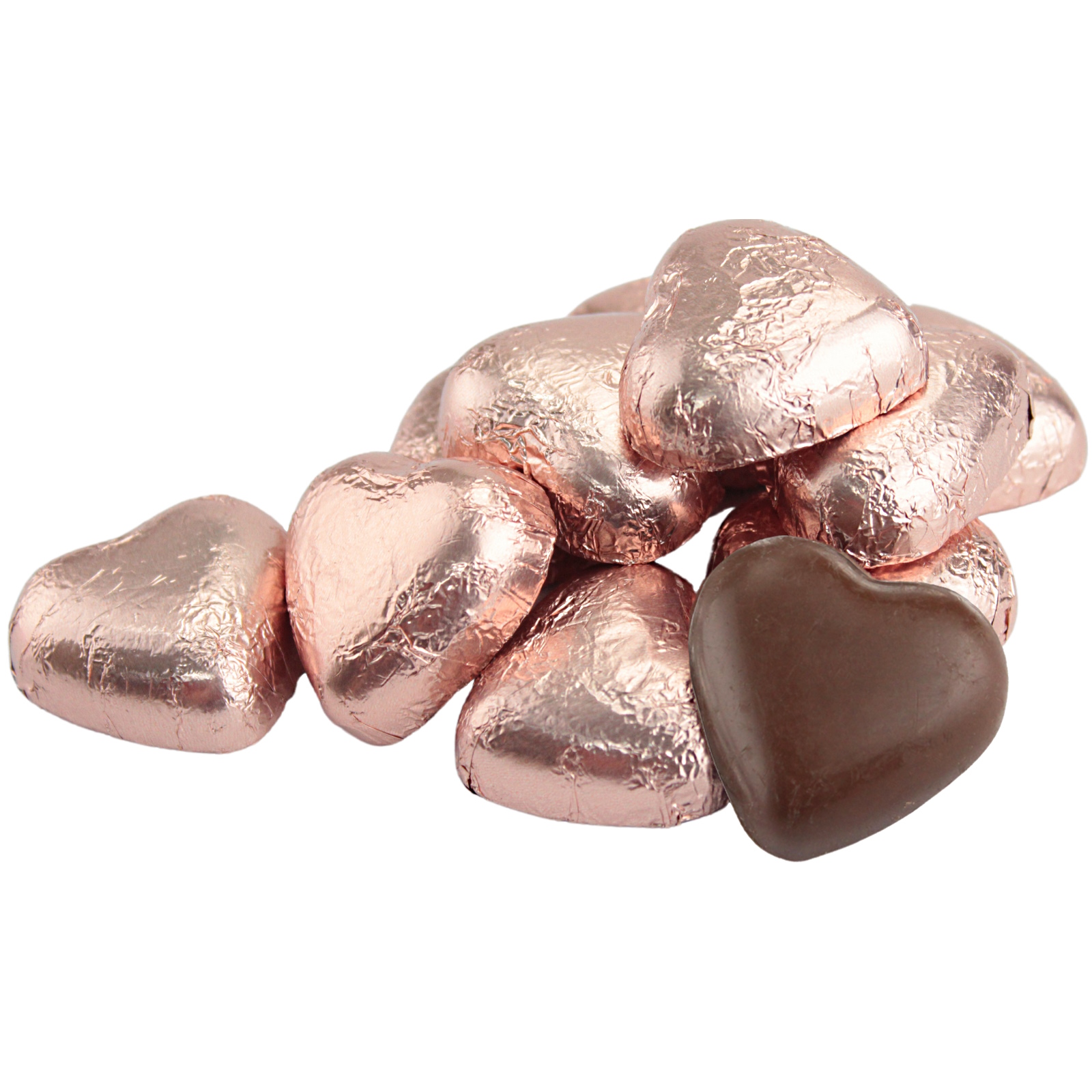 Rose Gold Chocolate Foil Hearts (77g Bag) 
