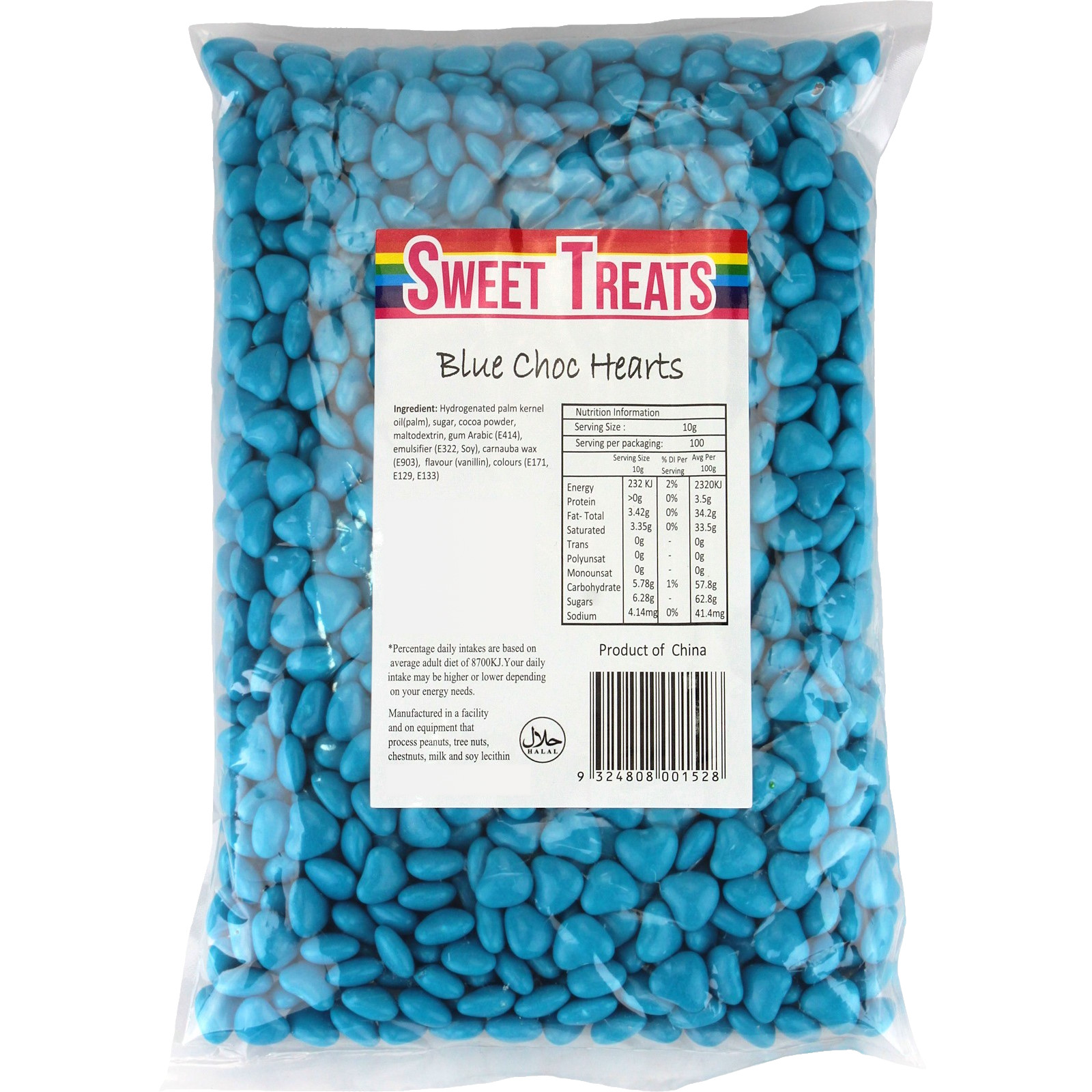 Blue Chocolate Hearts (1kg)