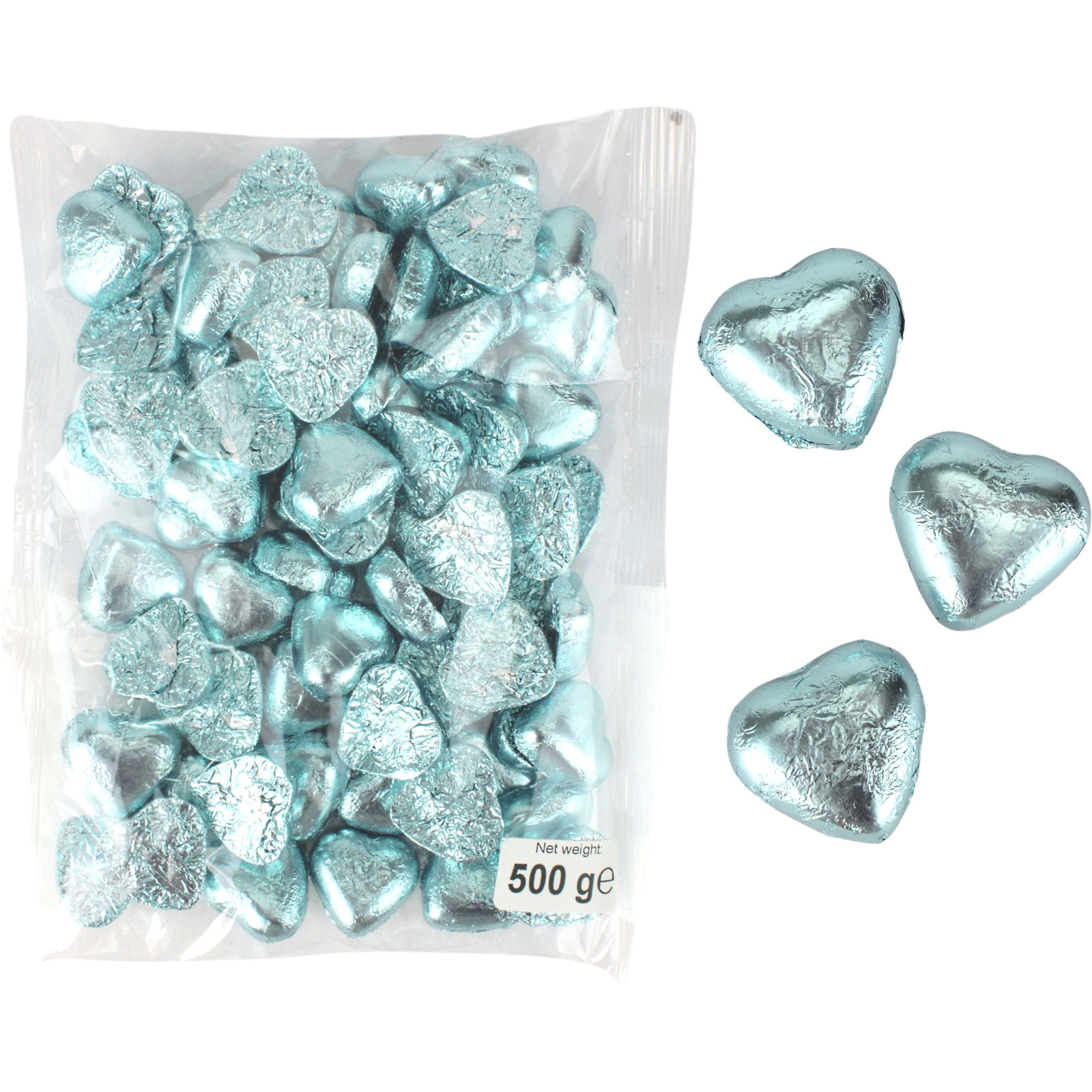 Blue Chocolate Foil Hearts (500g Bag)