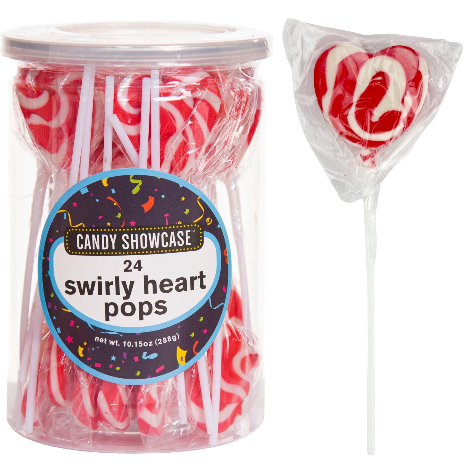 Red Swirly Heart Lollipops 288g (Pack of 24)