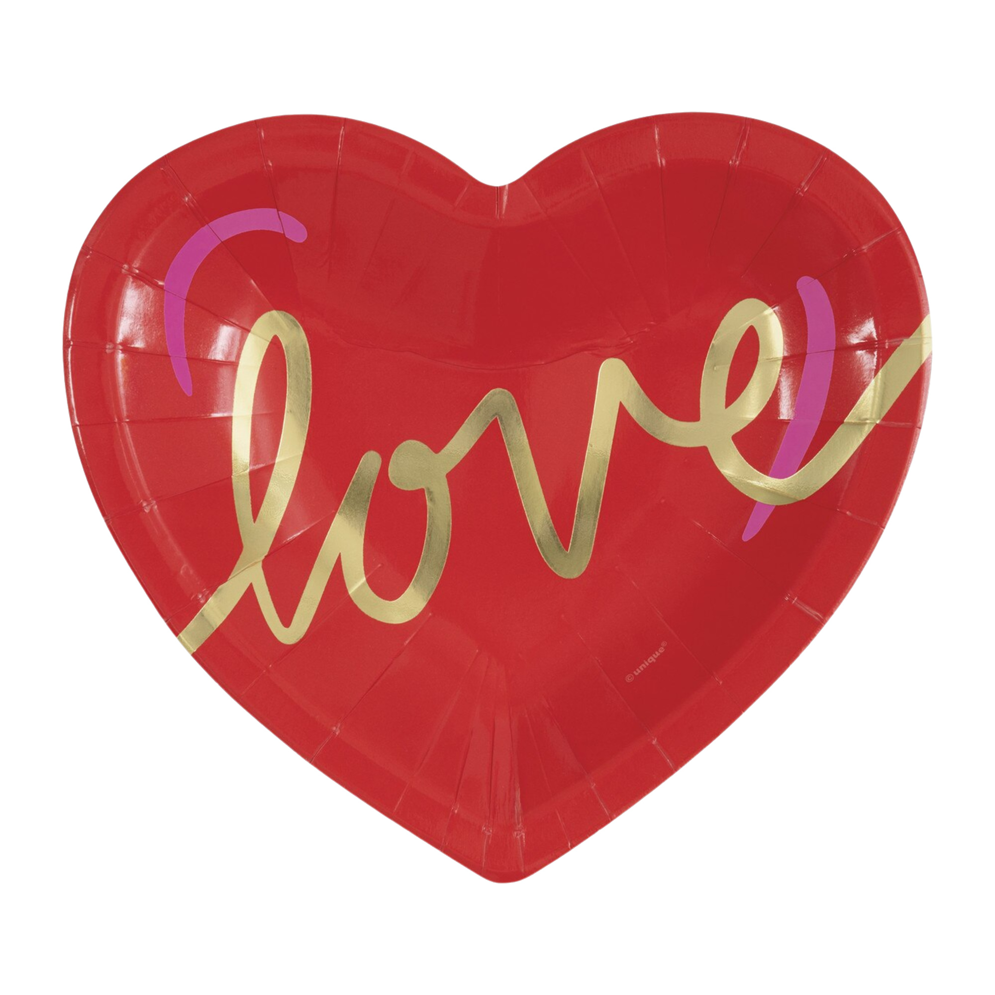 Red Love Heart Shaped Small Paper Plates (Pack of 8) 