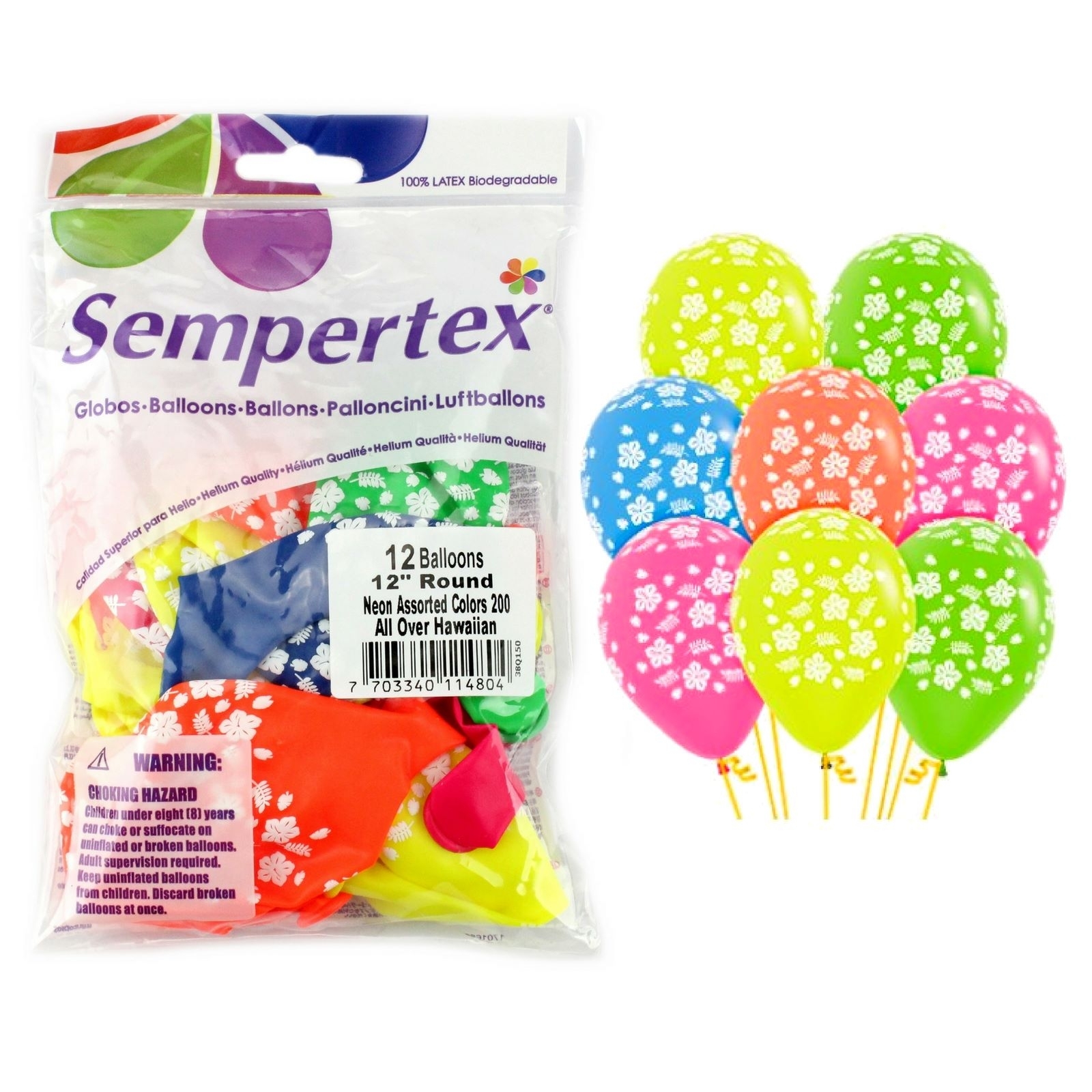 Neon Hibiscus Balloons (Pack of 12)