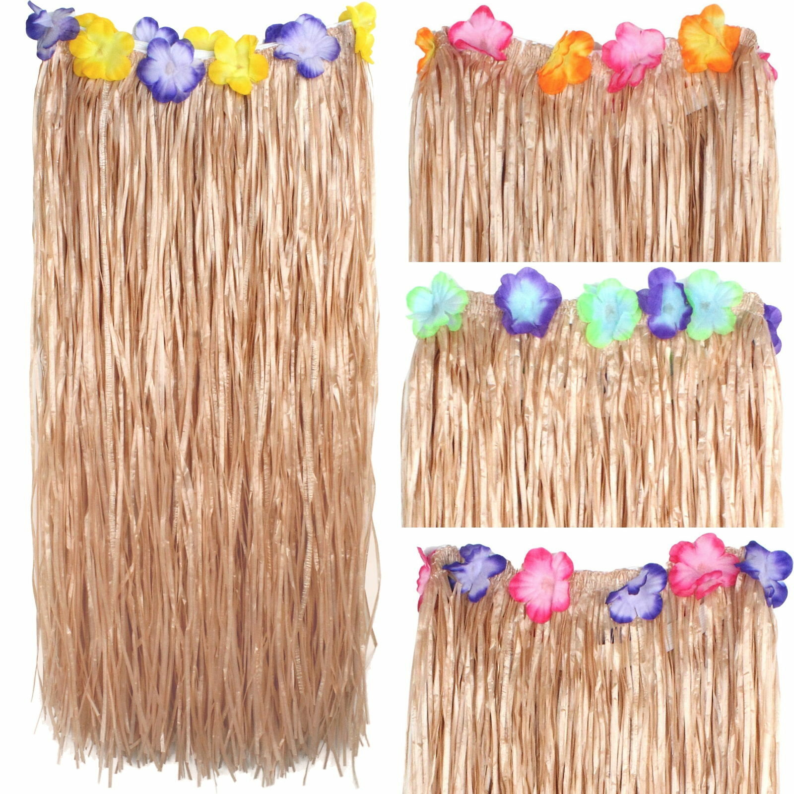 Adult Artificial Grass Hula Skirt with Flowers