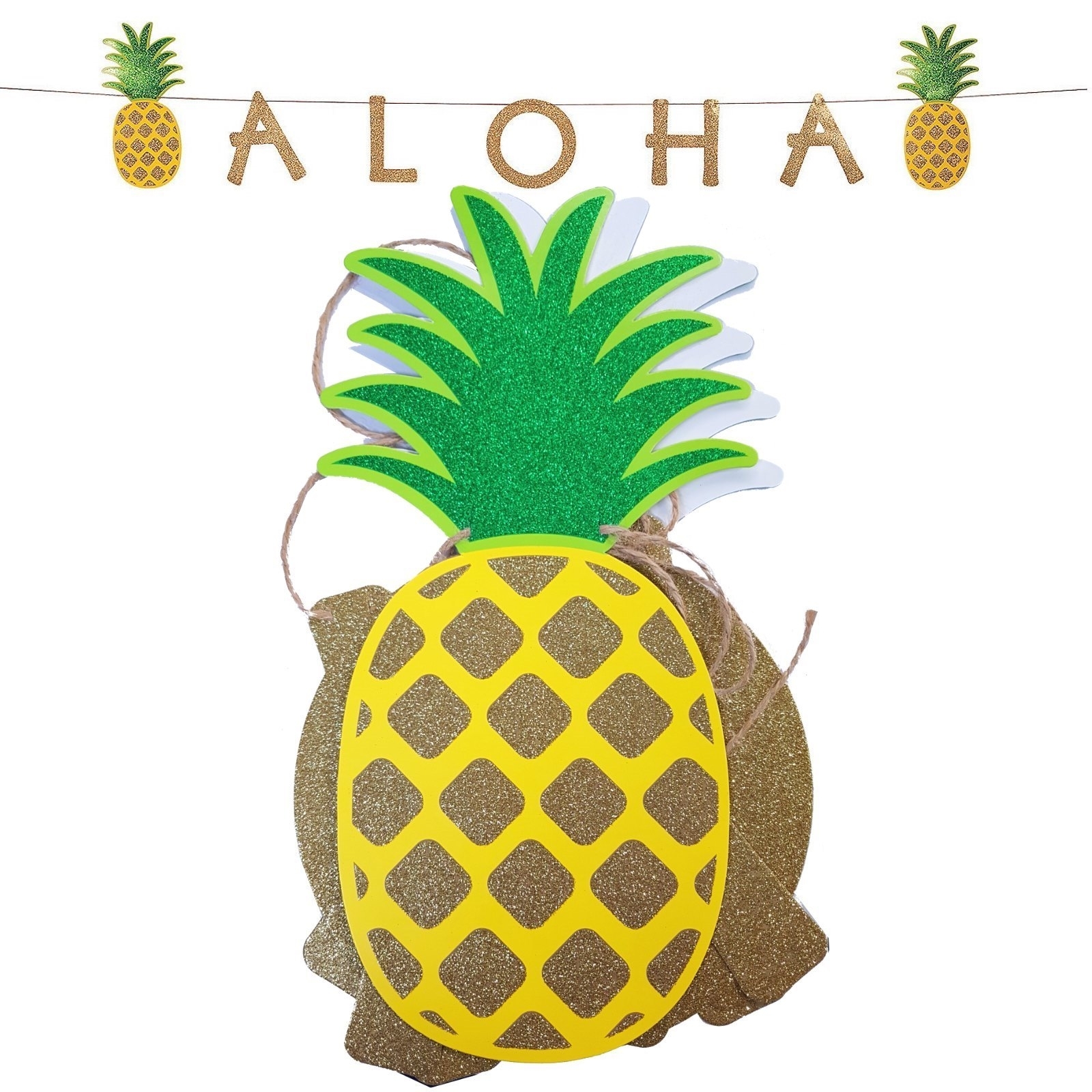 Glitter Pineapple Aloha Banner