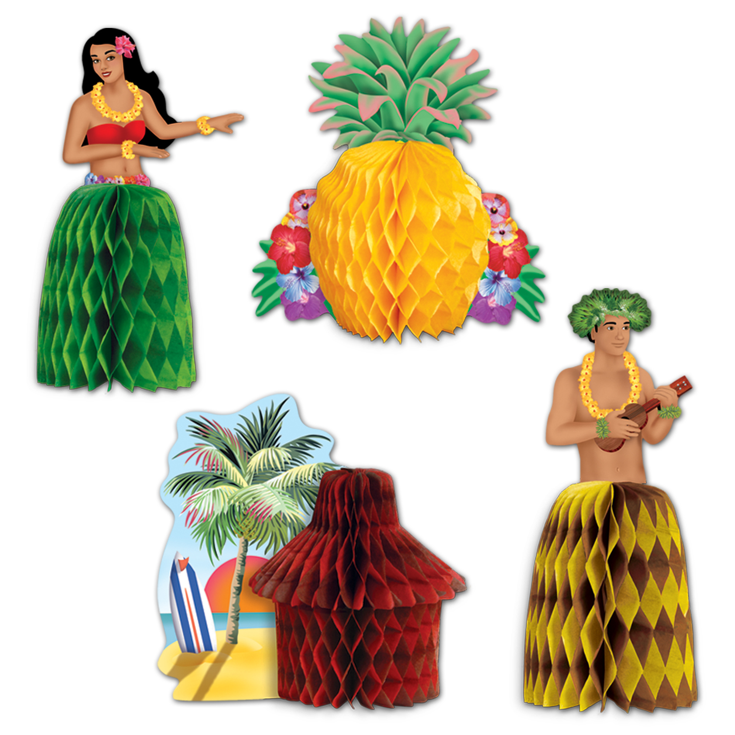 Hawaiian Luau Mini Centrepieces (Pack of 4)