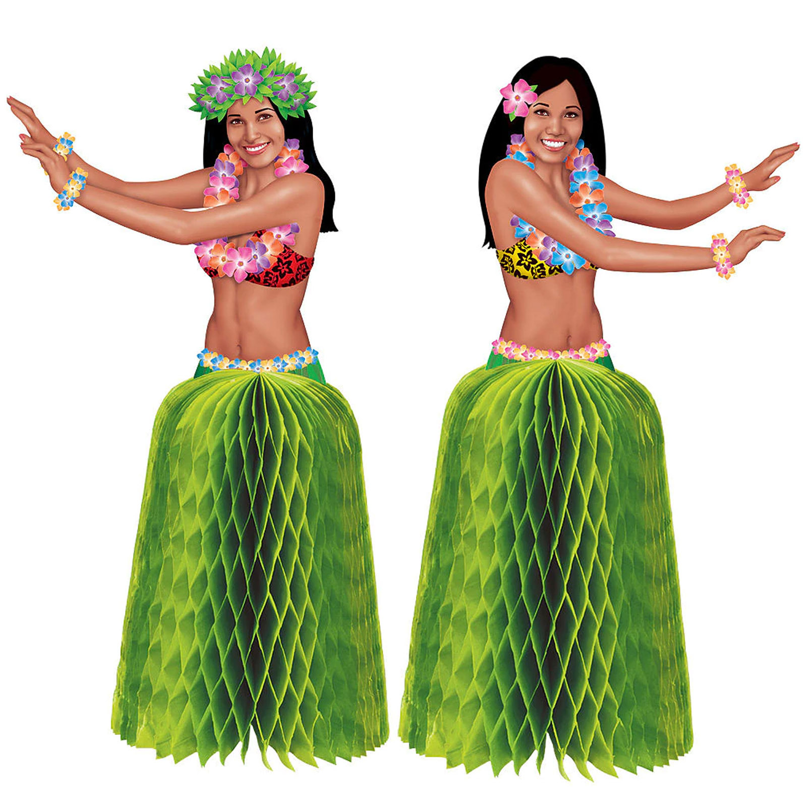 Hawaiian Tiki Luau Hula Girl Mini Centrepieces (Pack of 2)