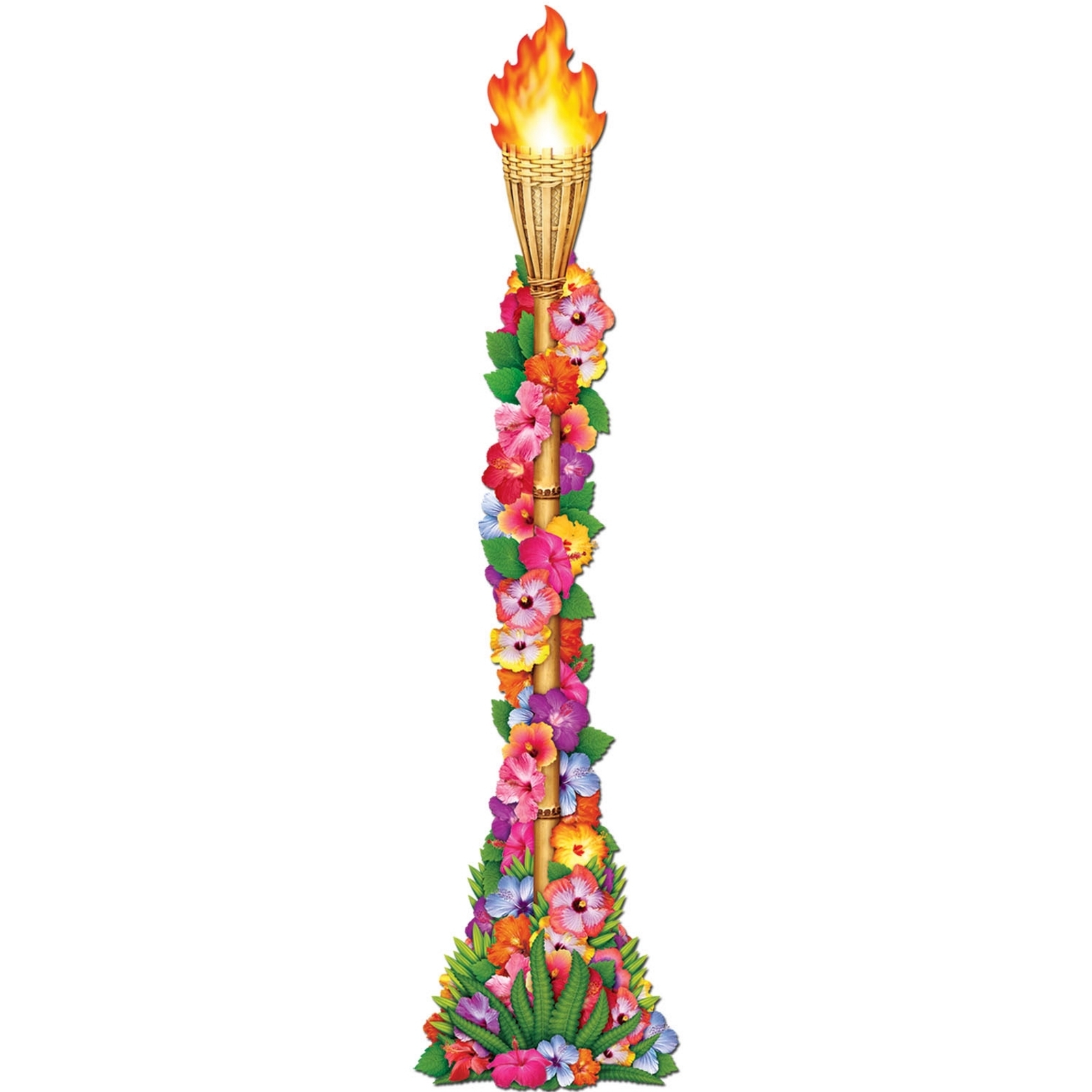 Floral Tiki Torch Cardboard Cutout 1.2m