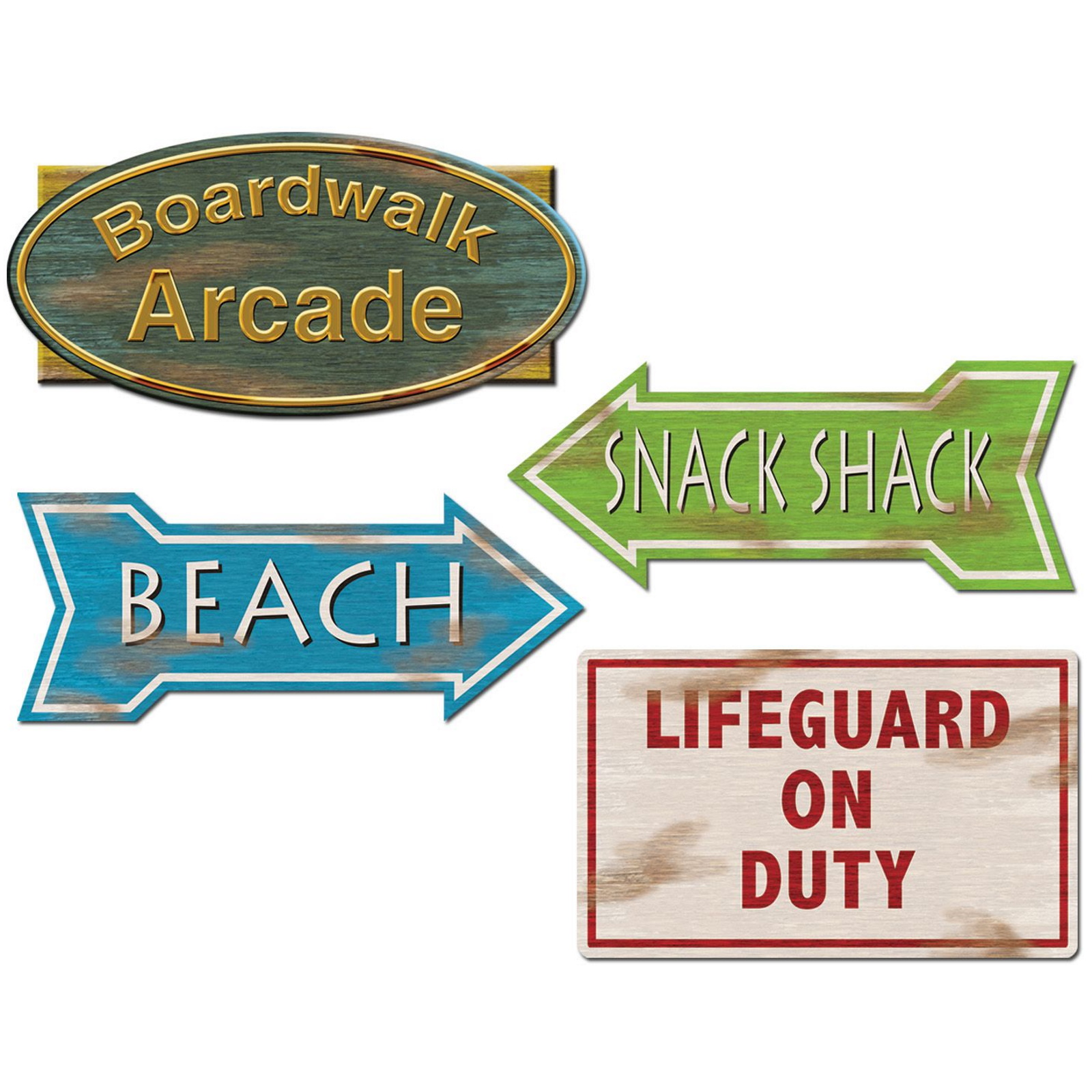Beach Sign Cutout Decorations (Pack of 4)
