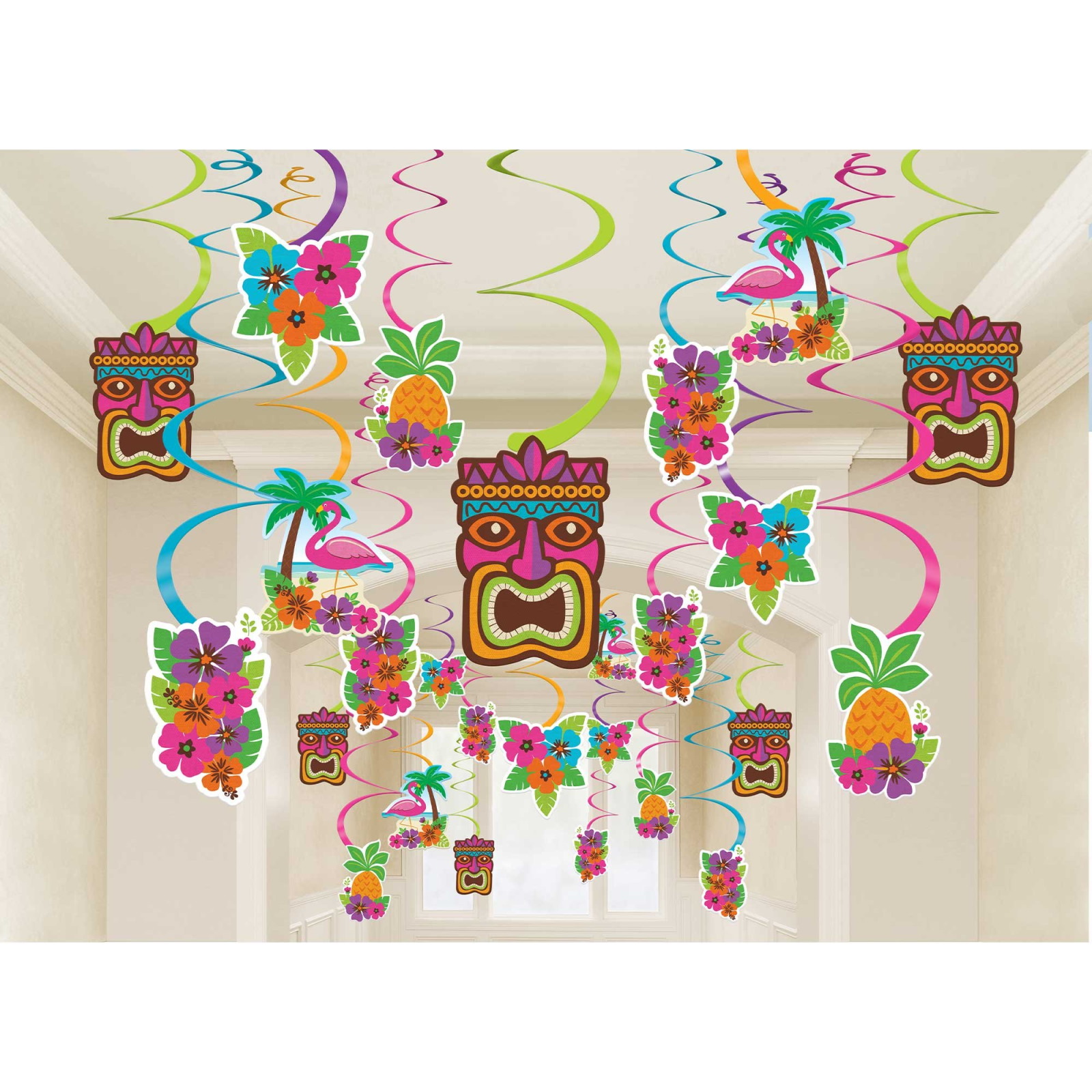 Hawaiian Luau Swirl Decorations (Value Pack of 30)