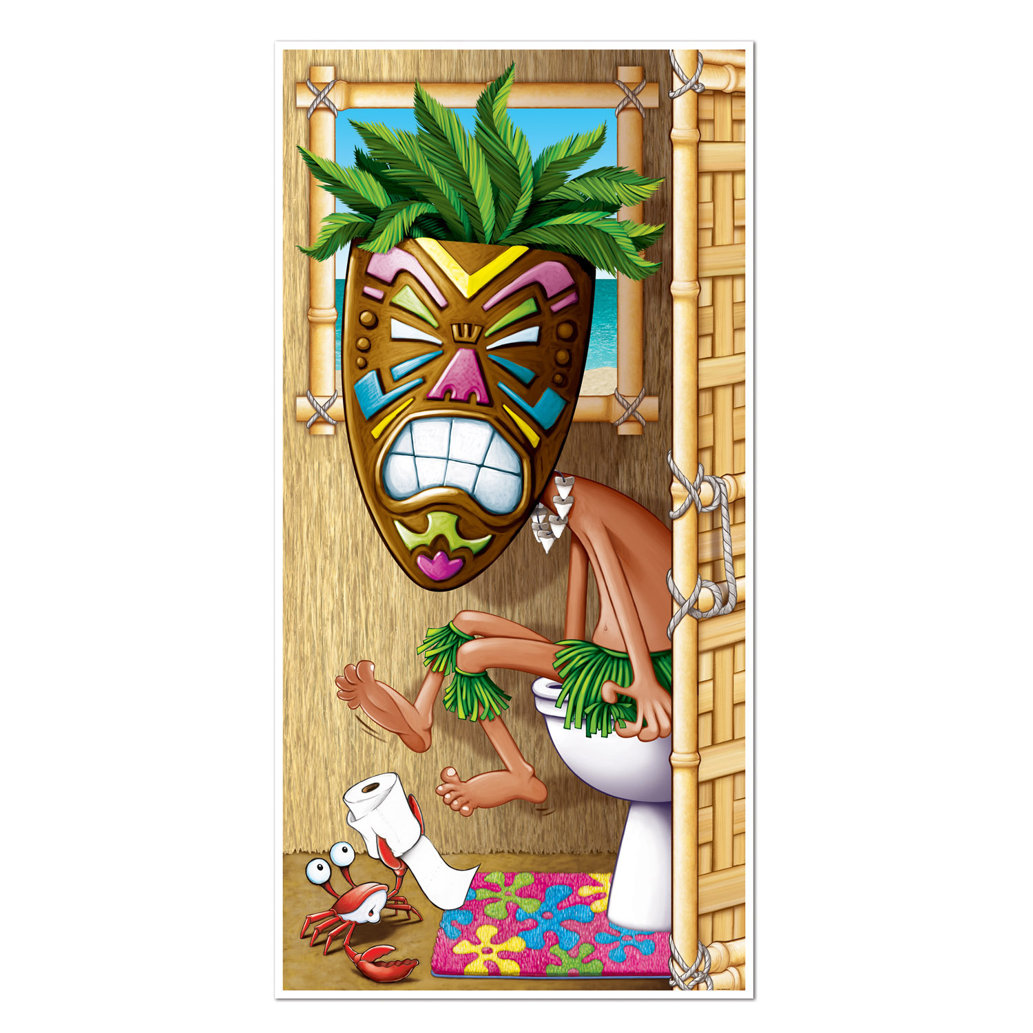 Tiki Man Bathroom Door Cover