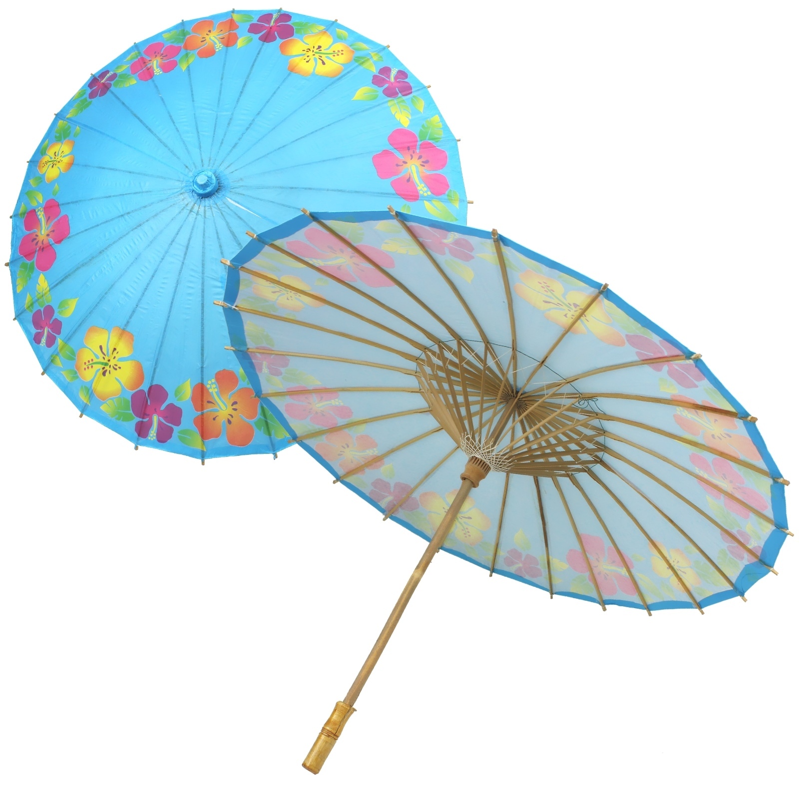 Large Blue Hibiscus Paper Parasol