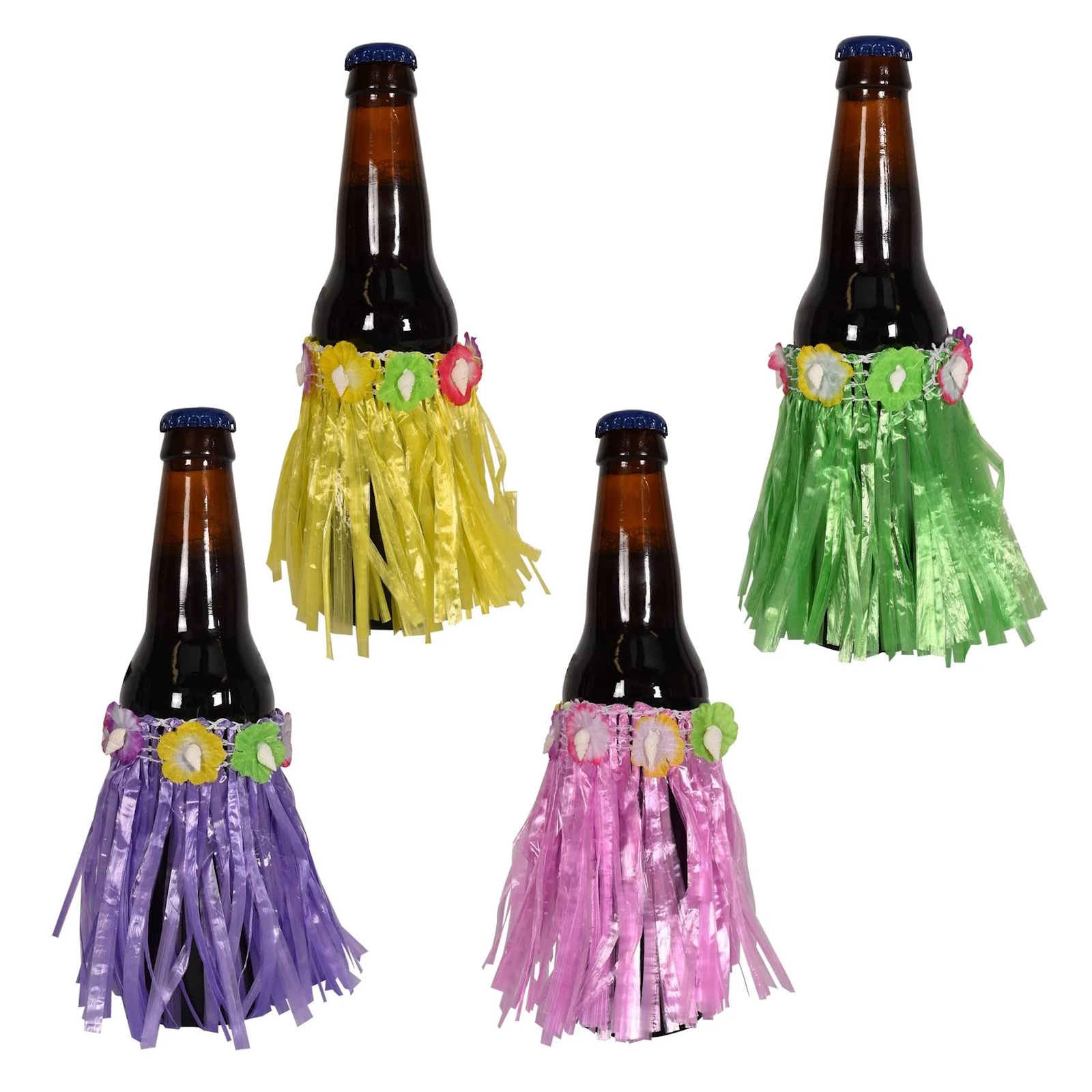 Drink Hula Skirt with Flowers and Shells (Pack of 4)