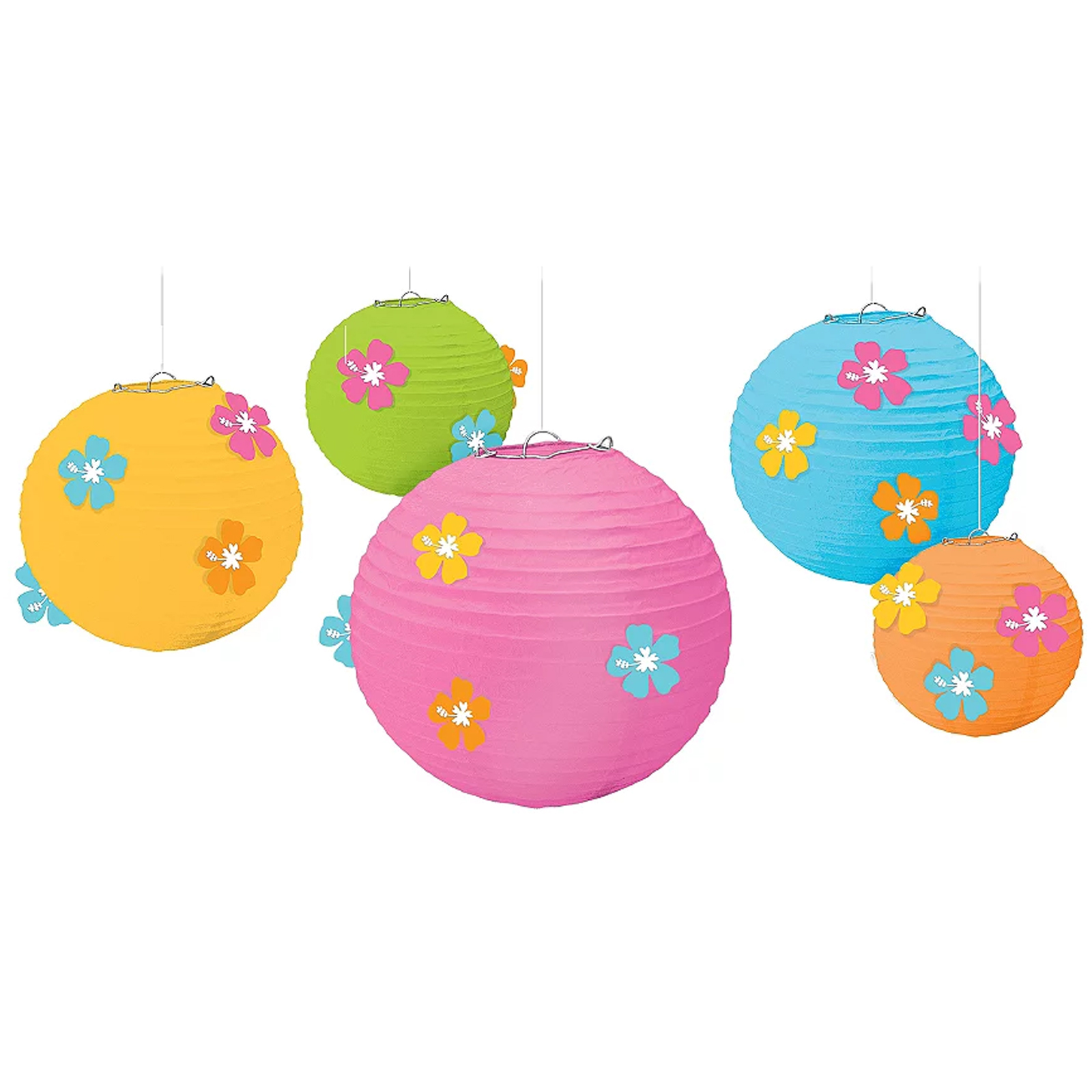Tropical Hibiscus Paper Lanterns (Pack of 5)