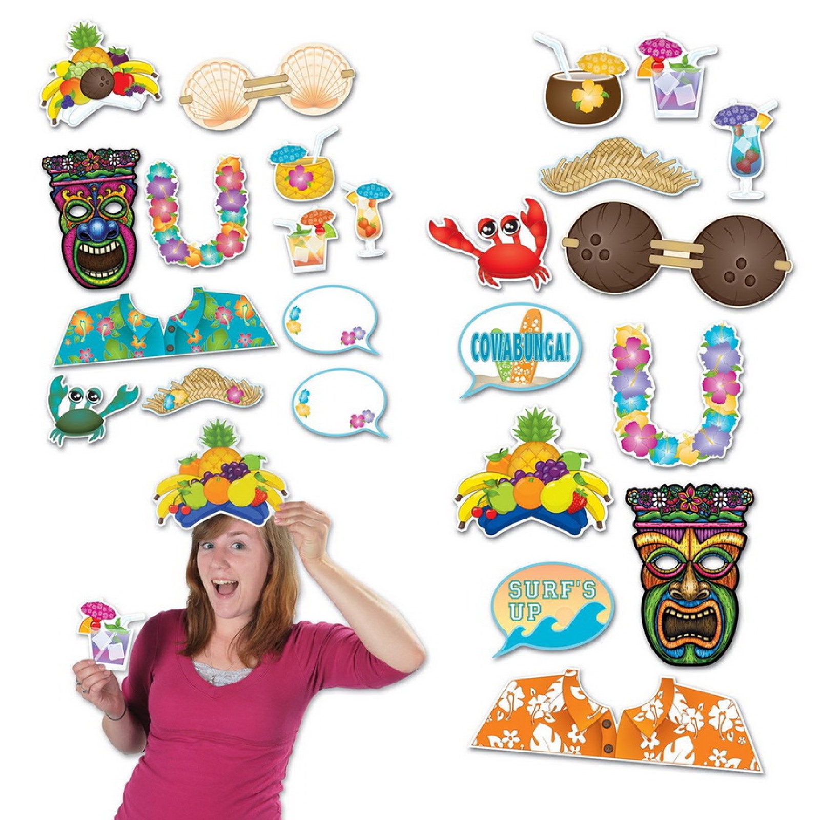 Hawaiian Luau Photo Fun Signs (Pack of 12) 