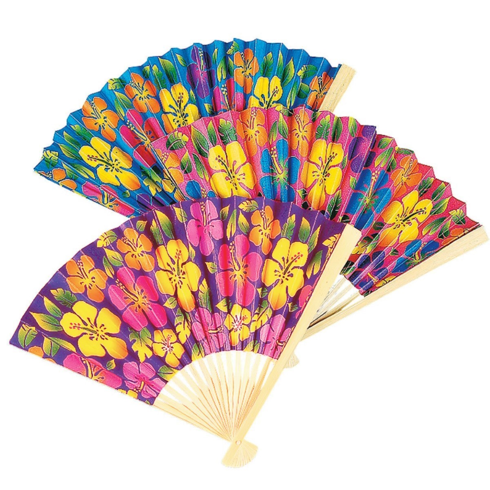 Hibiscus Paper Fans (Pack of 12)