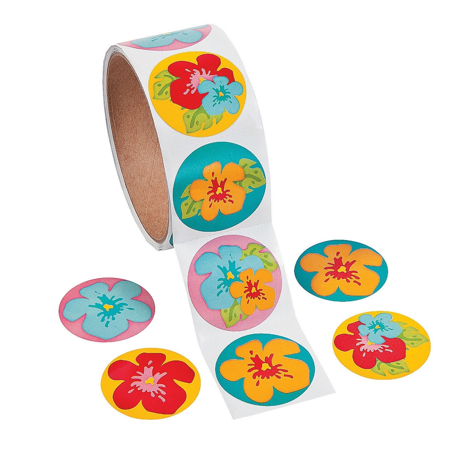 Hibiscus Flower Stickers (Roll of 100)