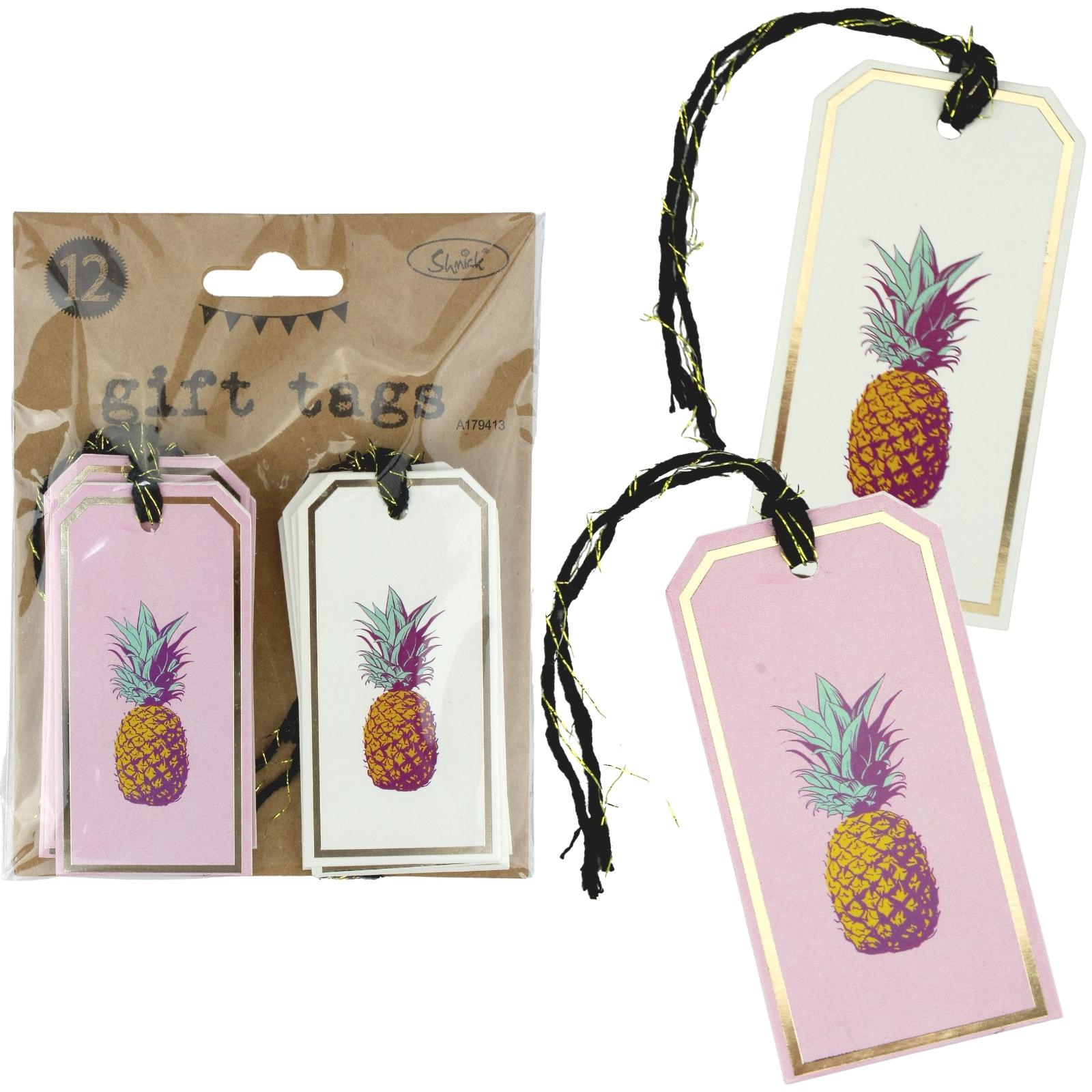 Pink & White Troppo Paper Gift Tags (Pack of12)