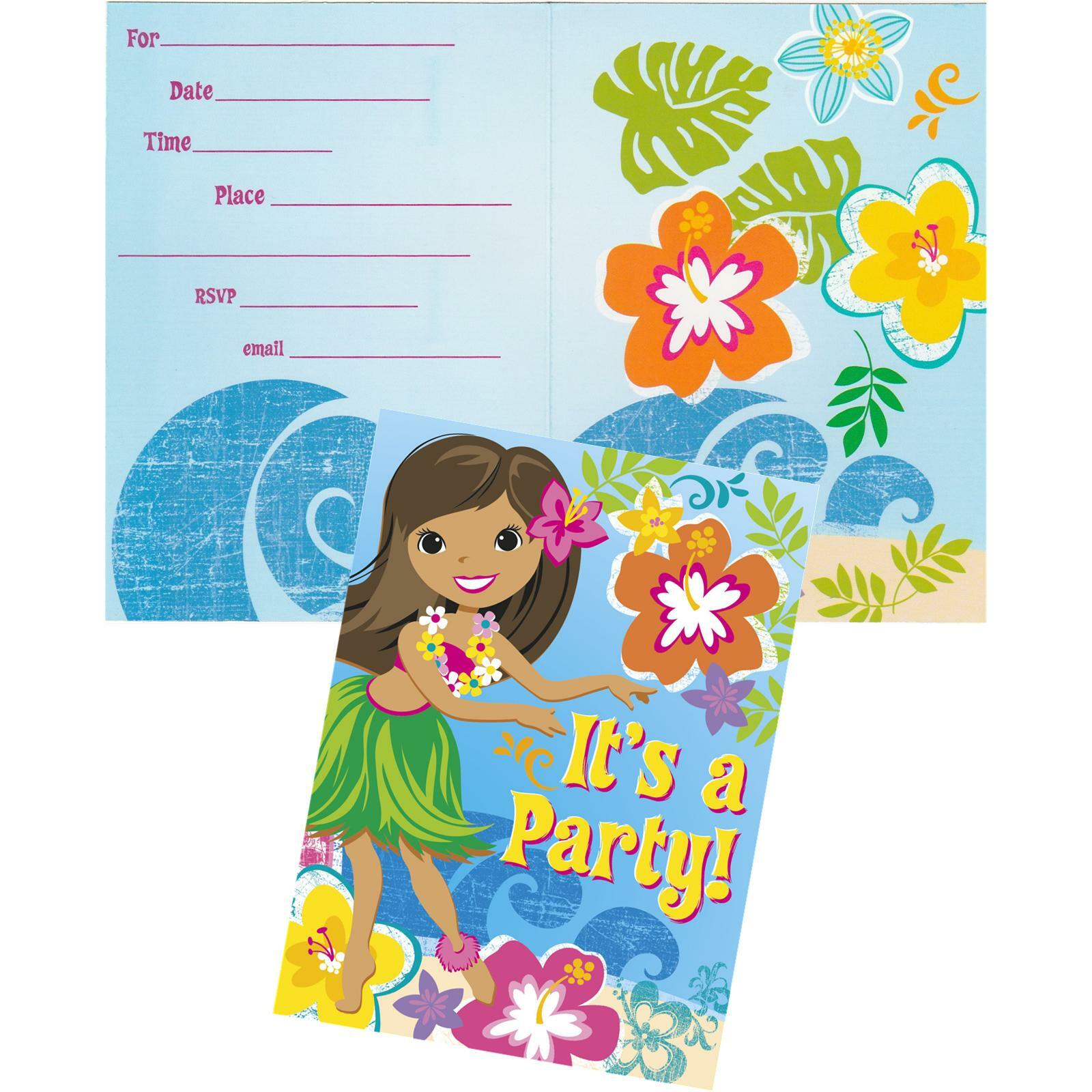 Hula Beach Party Invitations (Pack of 8)