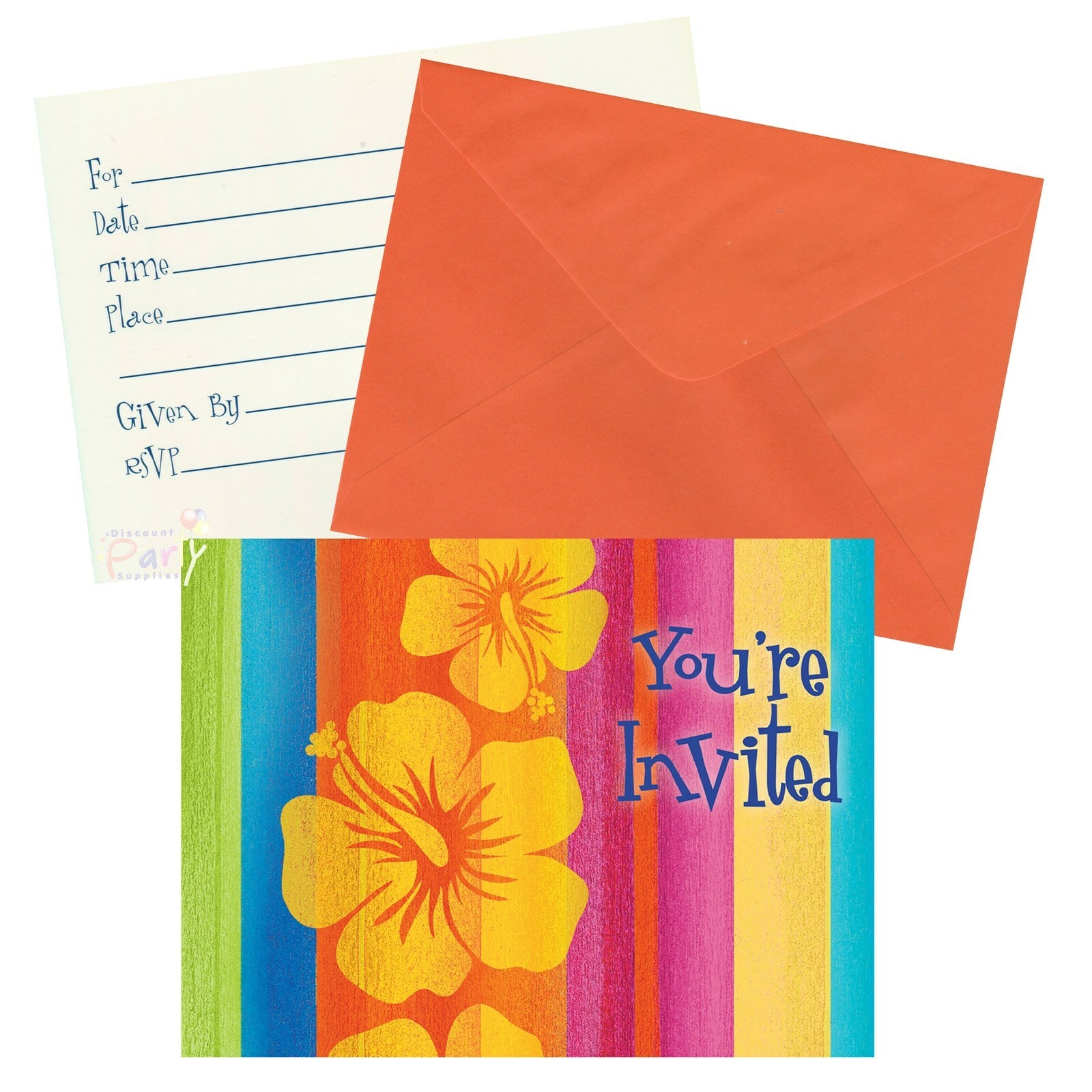 Sunset Stripes Party Invitations (Pack of 8)