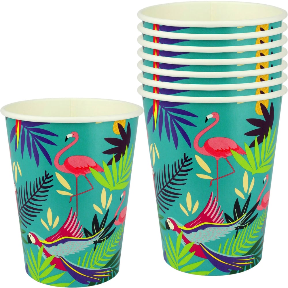 Club Tropicana Paper Cups (Pack of 8) Hawaiian Luau Party Supplies