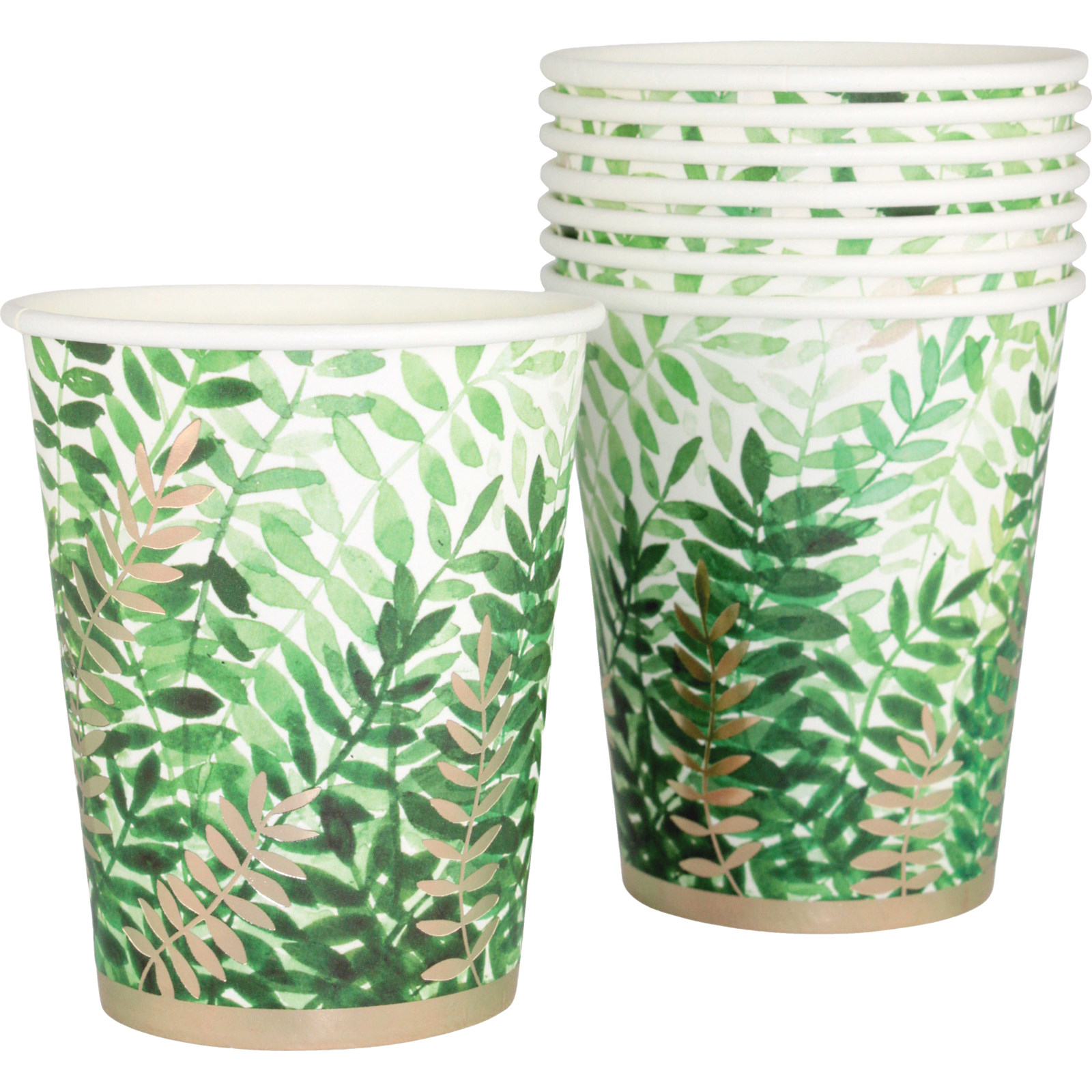 Botanical Fern Leaf Paper Cups (Pack of 8)