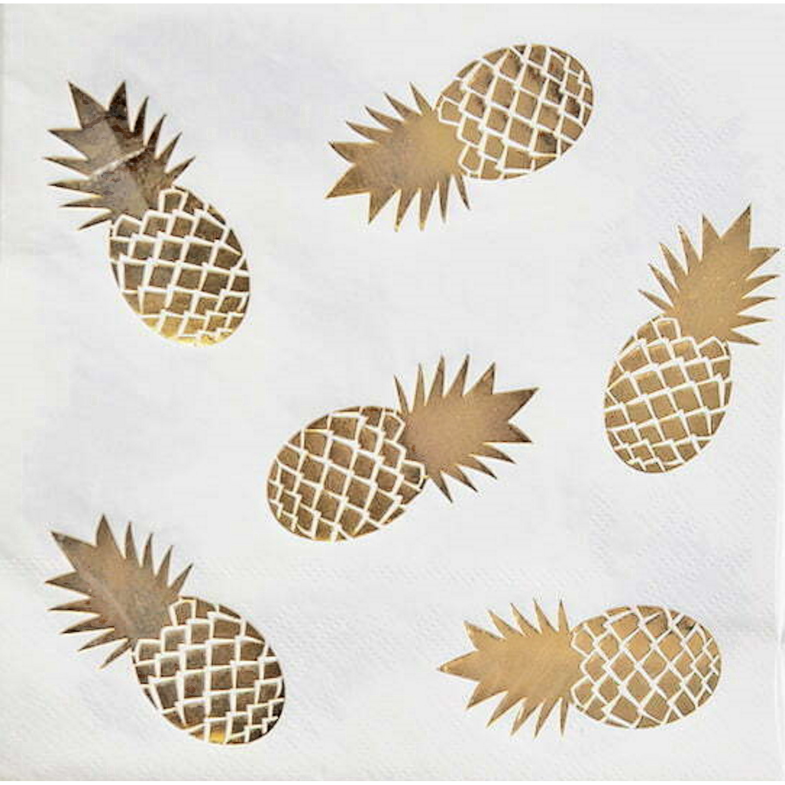Glitzy Gold Pineapple Large Napkins / Serviettes (Pack of 16) 