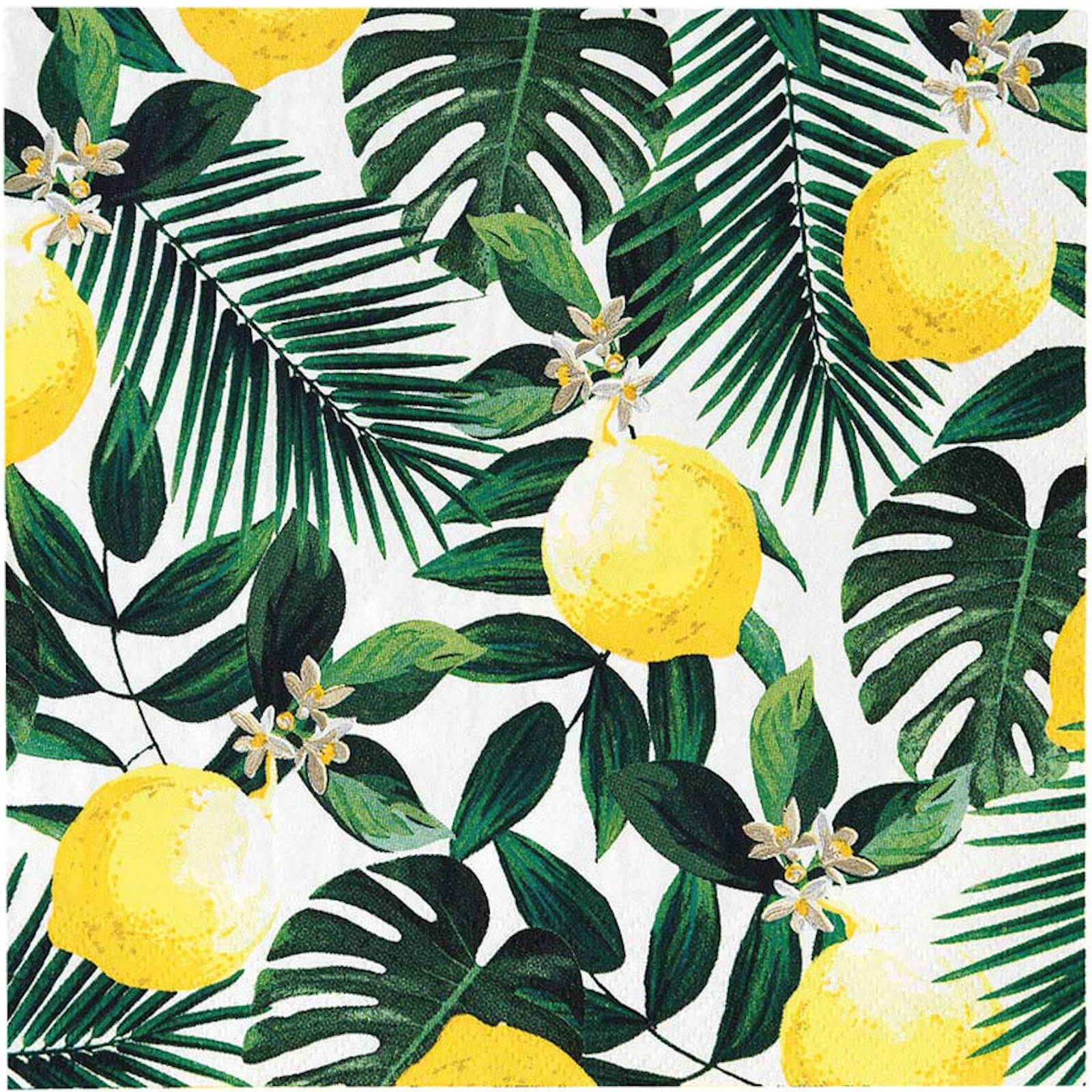 Talking Tables Tropical Palm Lemon Large Napkins / Serviettes (Pack of 20) 