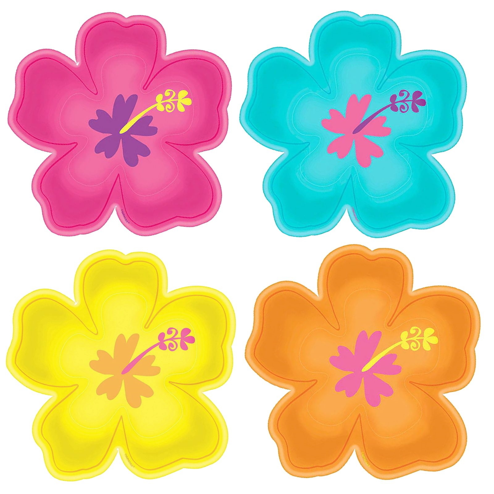 Bright Hibiscus Large Paper Plates (Pack of 4)