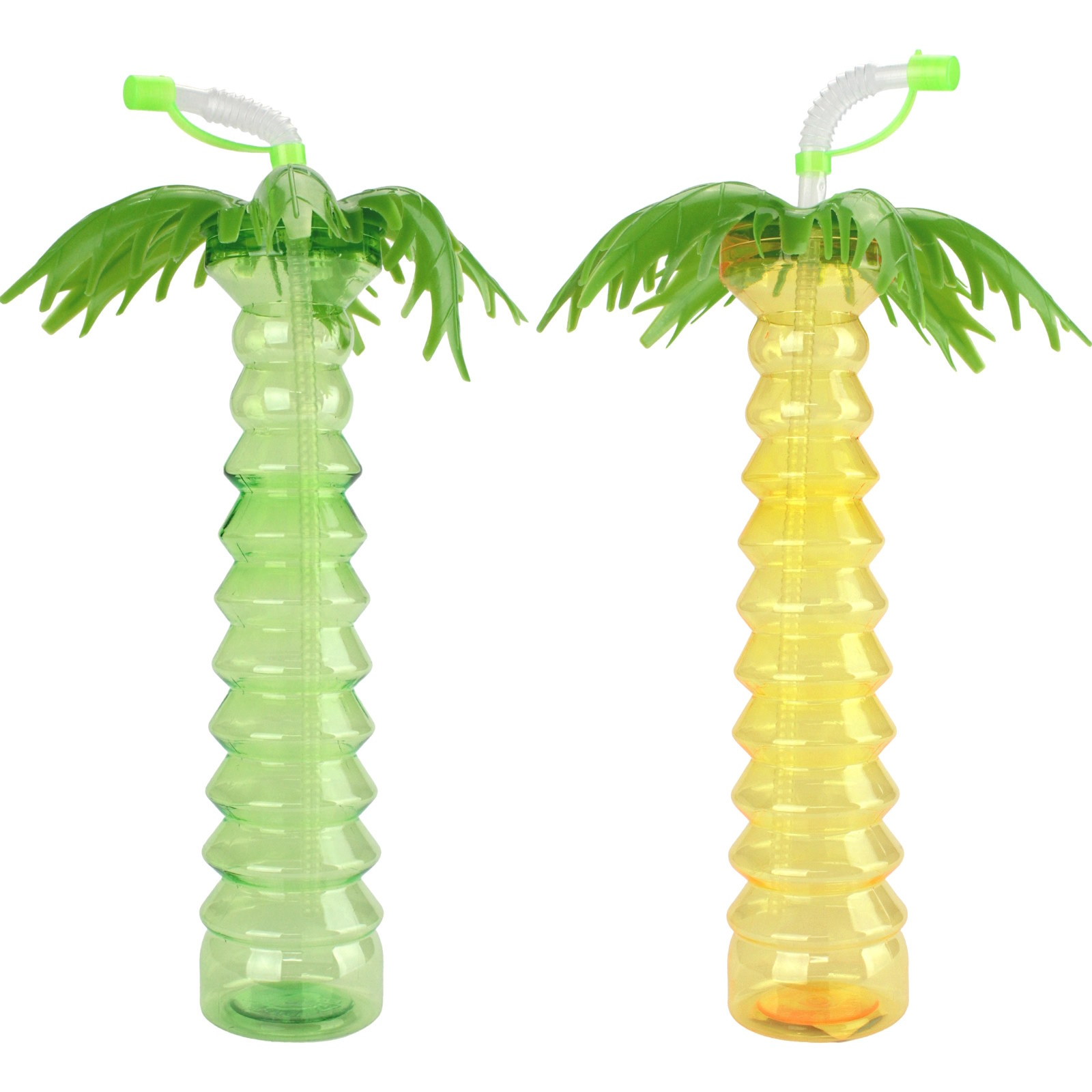 Tropical Palm Tree Plastic Cup With Straw