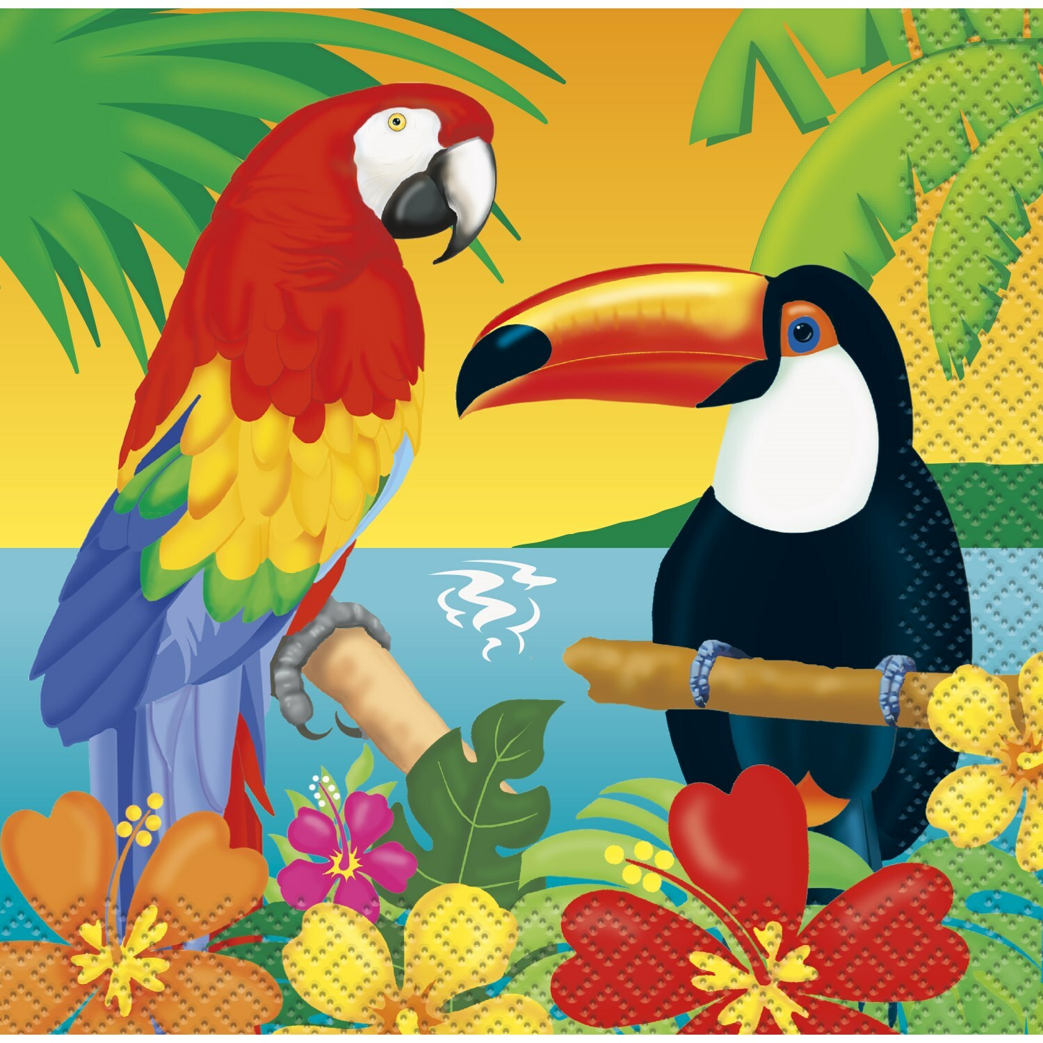 Tropical Island Small Paper Napkins (Pack of 16)