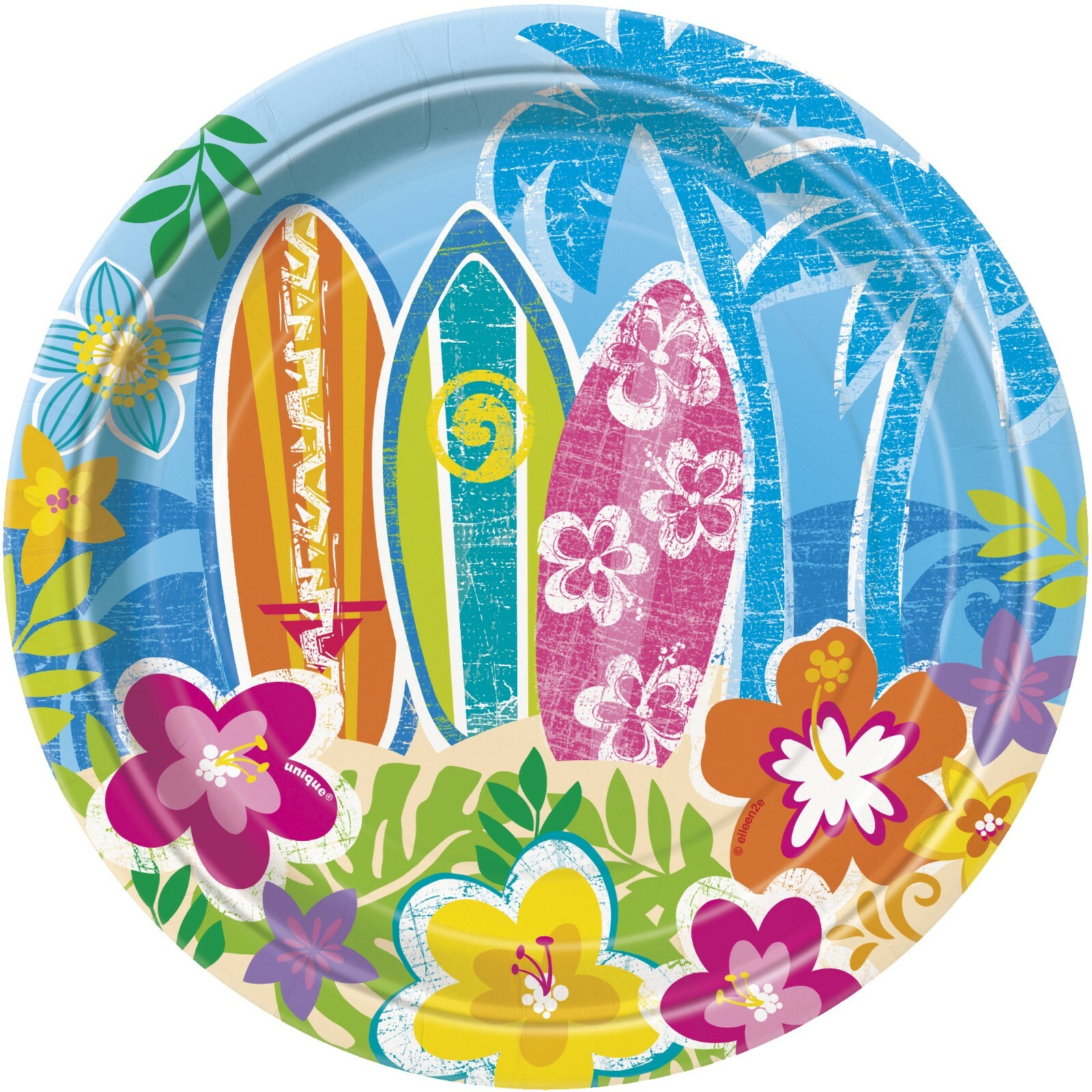 Hula Beach Party Small Plates (Pack of 8)