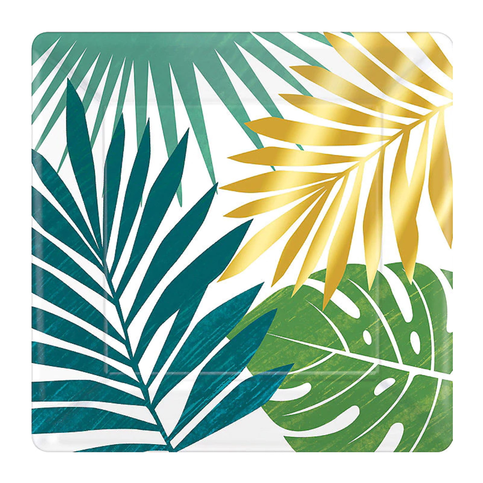 Key West Green & Gold Leaf Small Paper Plates (Pack of 8)