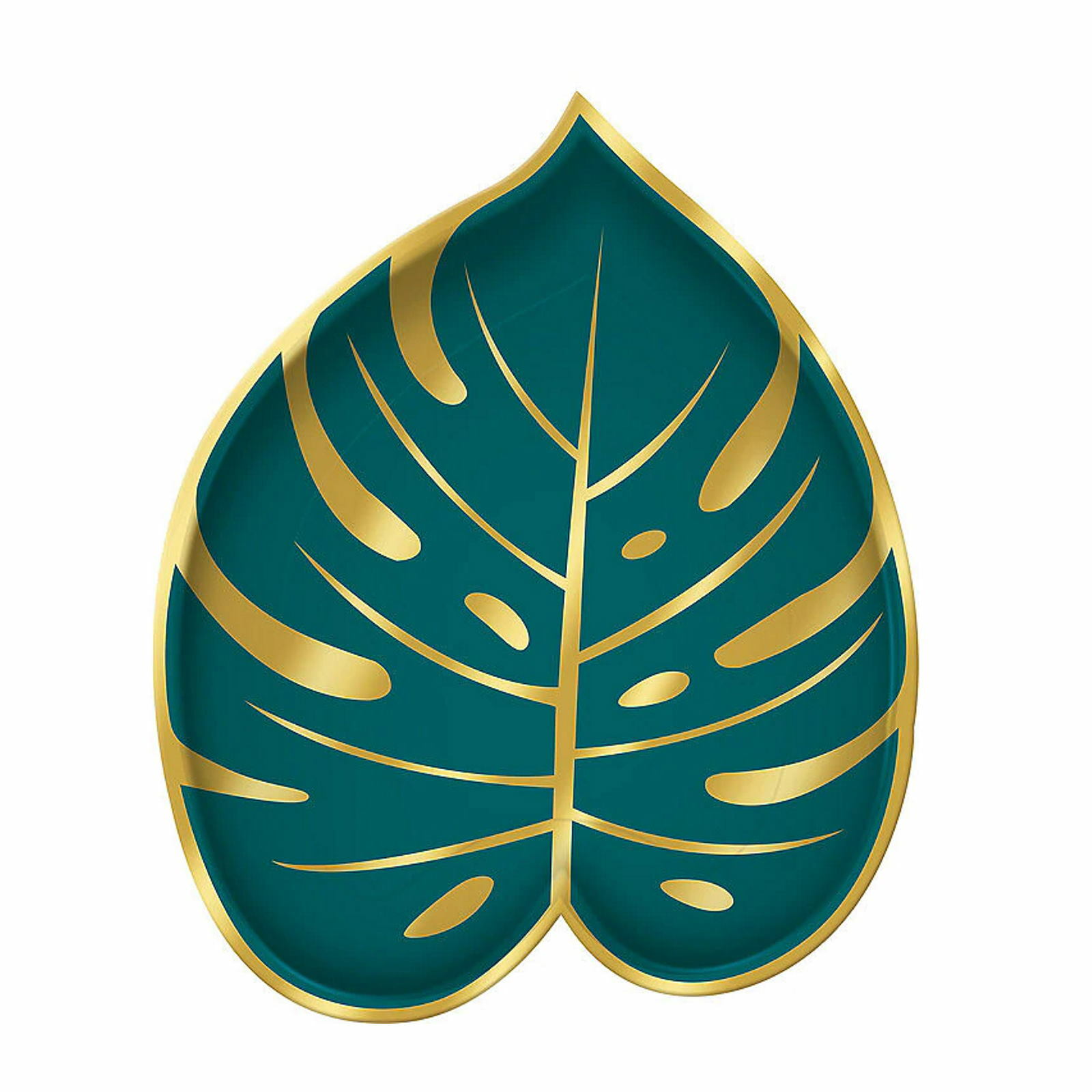 Key West Green and Gold Palm Leaf Small Paper Plates (Pack of 8)