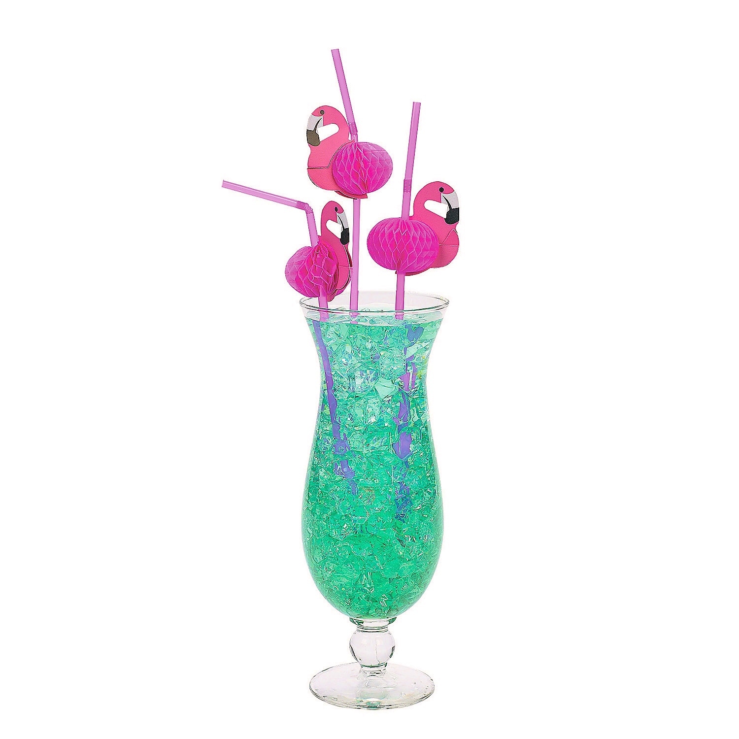 Flamingo Party Straws - 12 Pack Bendable Luau Drink Straws