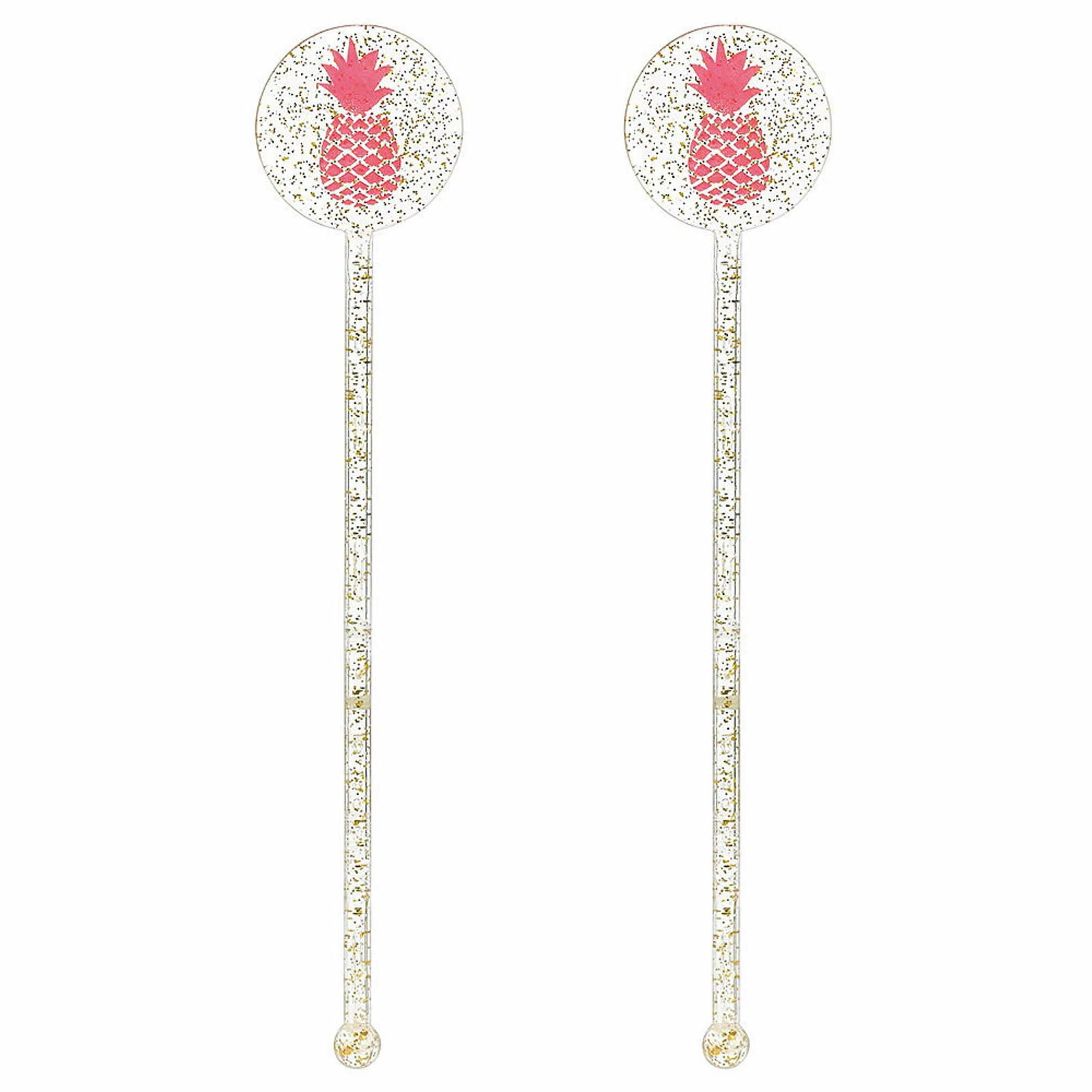 Aloha Glitter Pineapple Drink Stirrers (Pack of 18)