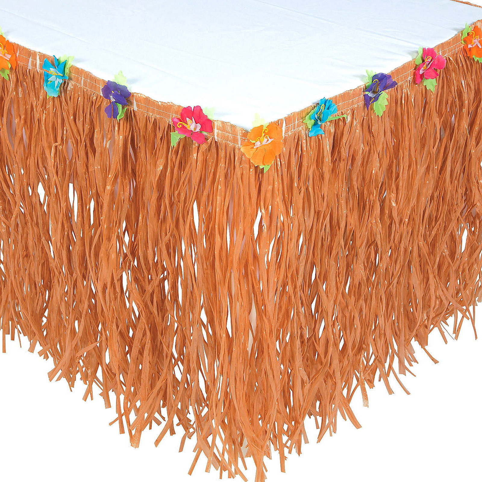 Natural Colour Hibiscus Artificial Grass Table Skirt