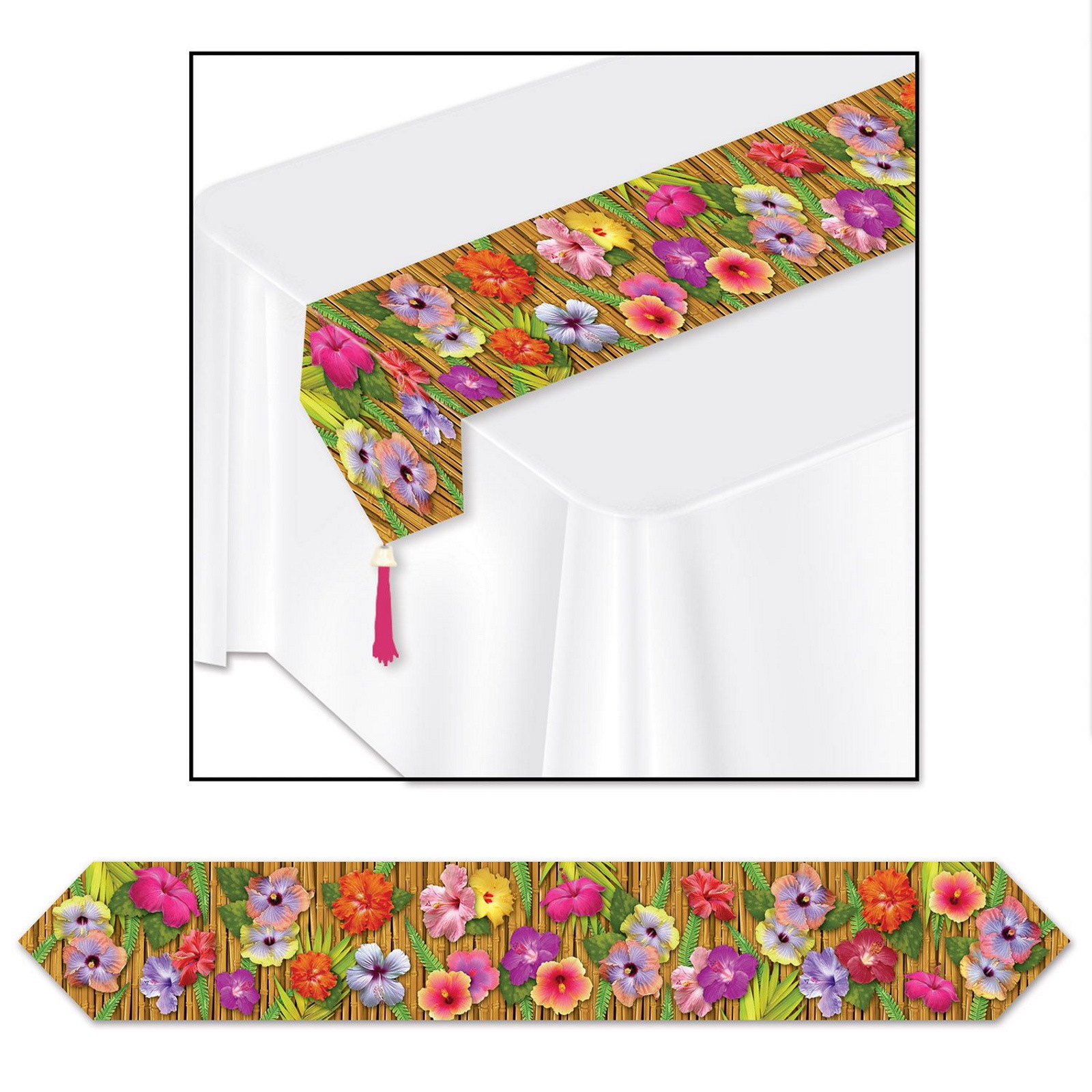 Tropical Hibiscus Flower Paper Table Runner 1.83m