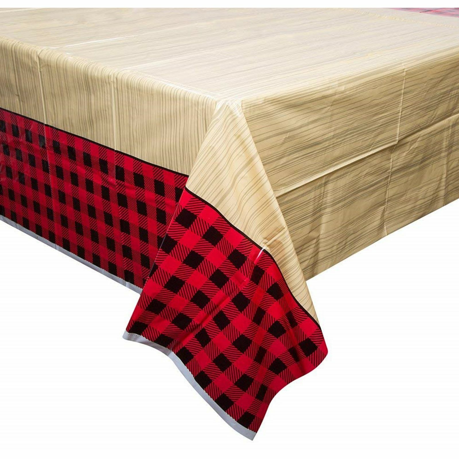 Plaid Lumberjack Plastic Tablecloth