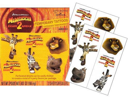 Madagascar: Escape 2 Africa Tattoos (2 Sheets)