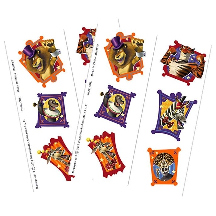 Madagascar 3 Tattoos (2 Sheets)