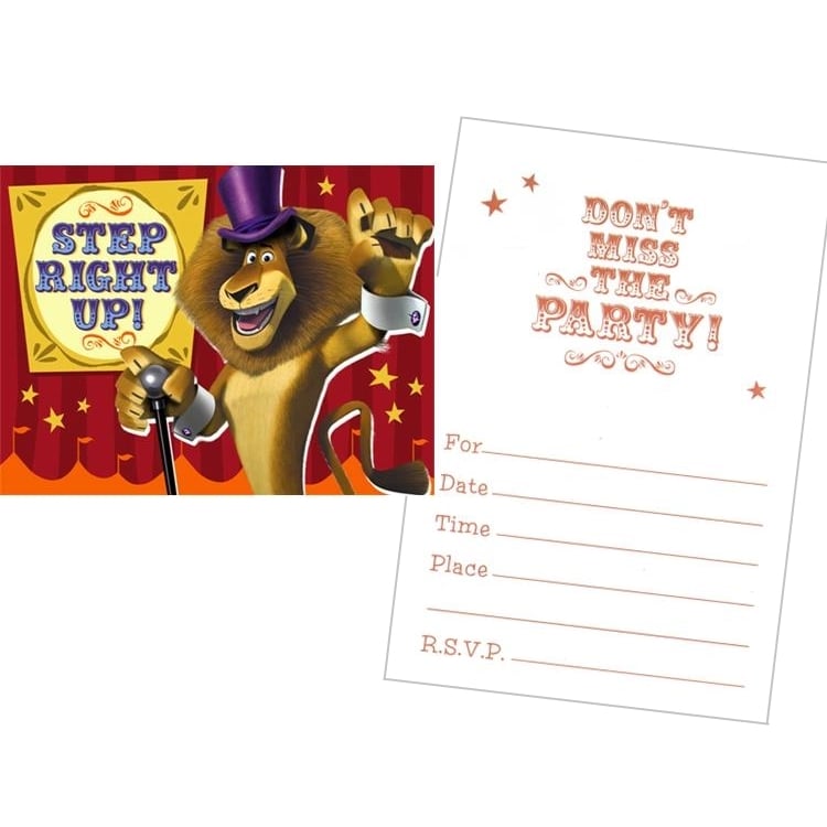 Madagascar 3 Party Invitations (Pack of 8)