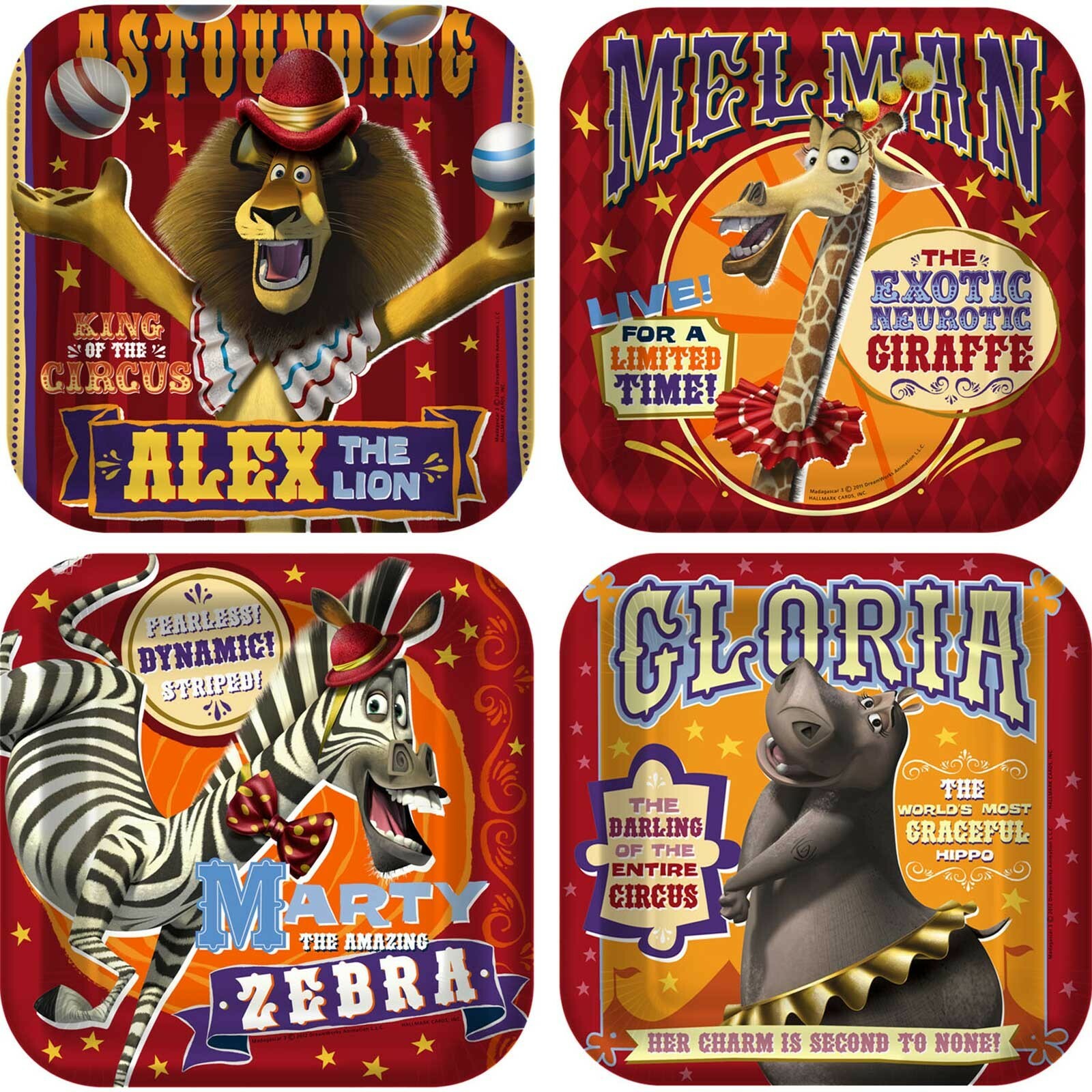 Madagascar 3 Small Paper Plates (Pack of 8)