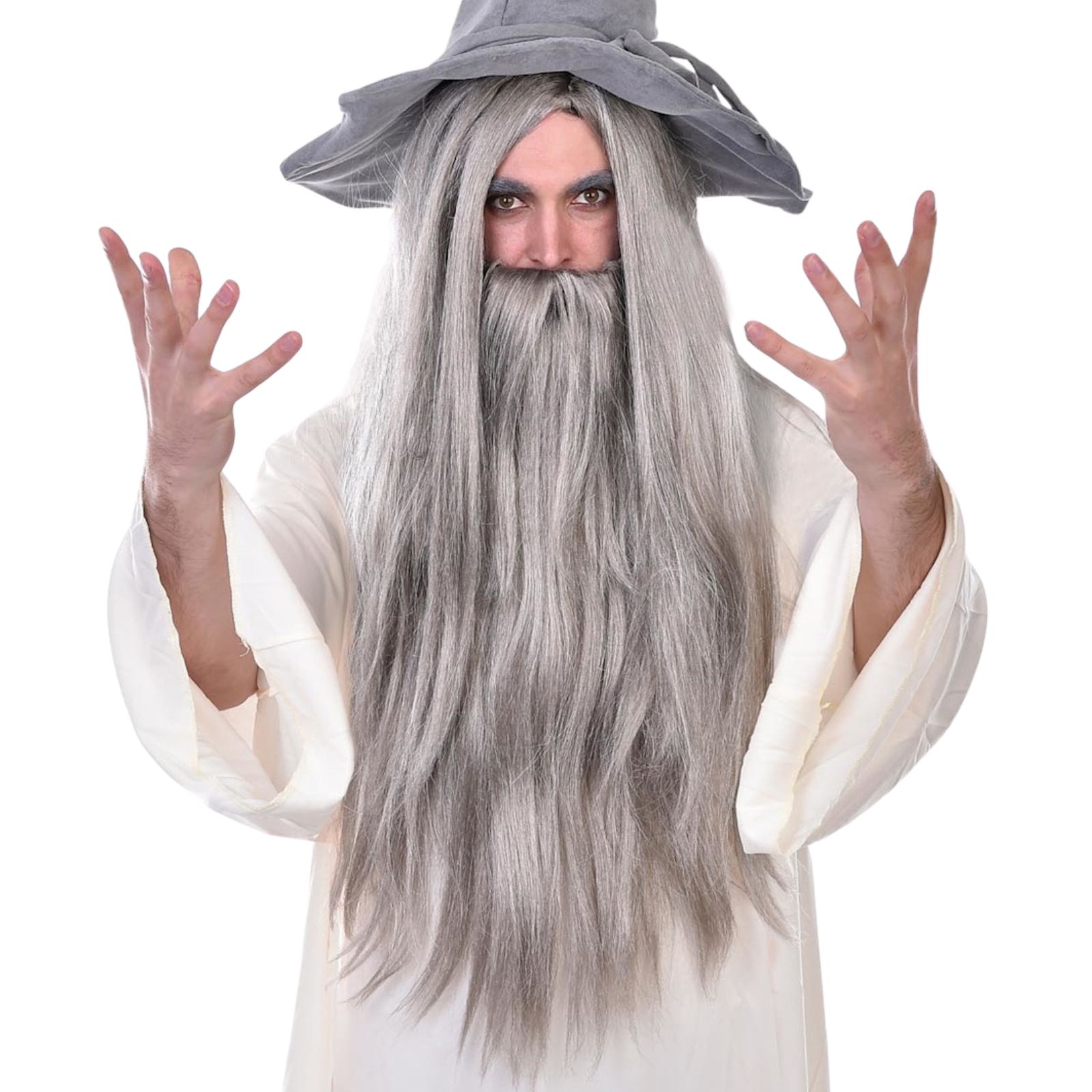 Grey Adults Wizard Wig & Beard Set