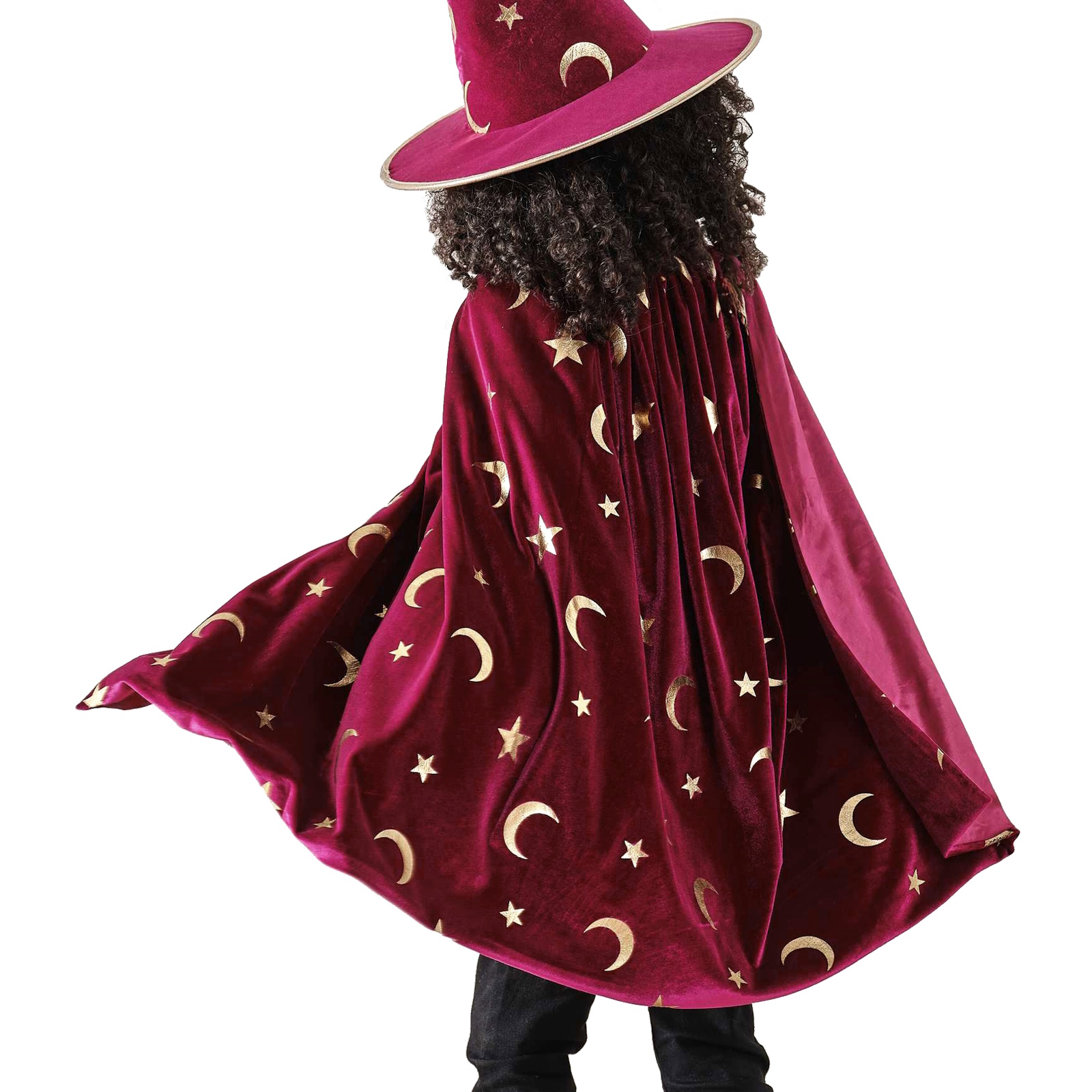 Burgundy Velvet Magician Fancy Dress Childs Cape