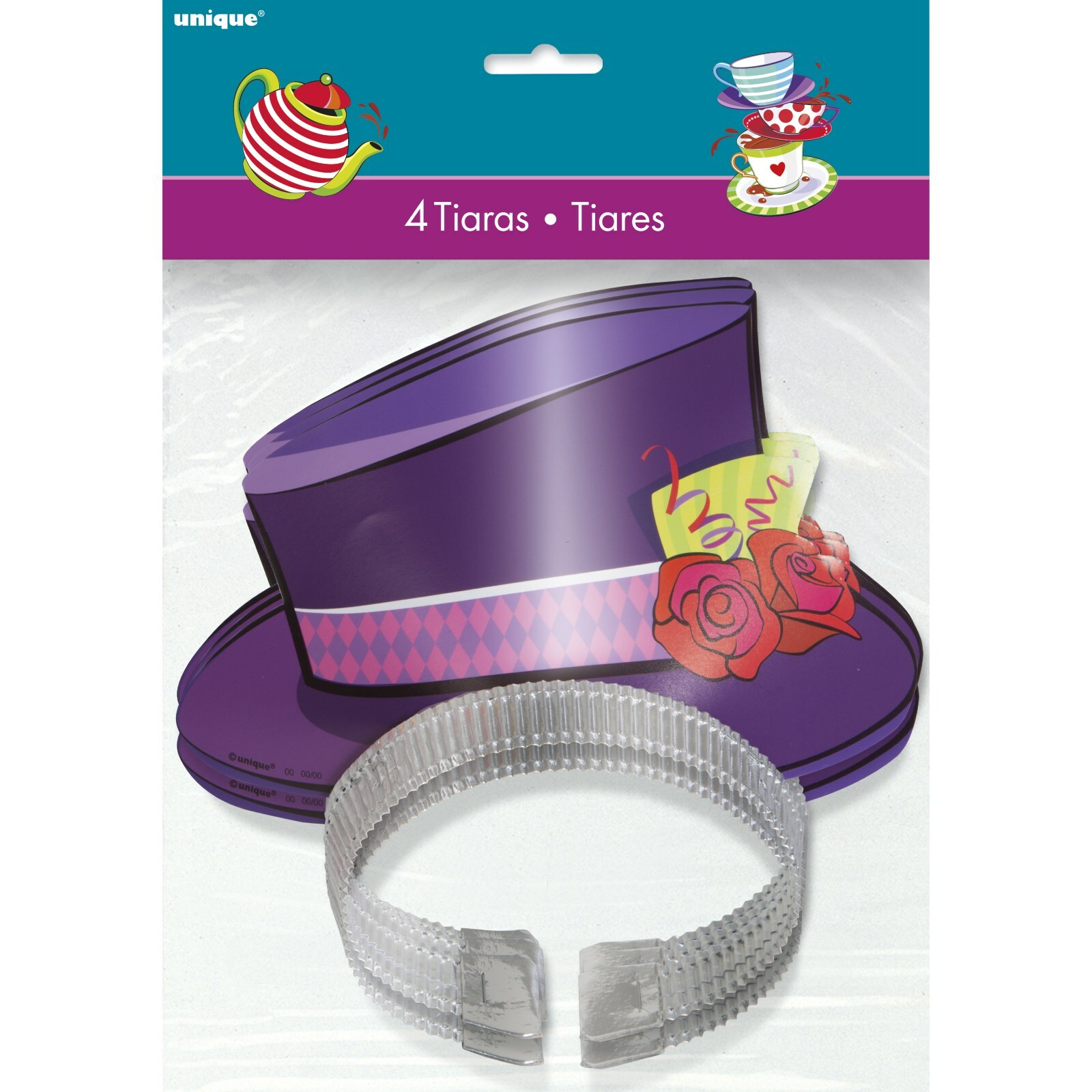 Mad Hatter Tea Party Top Hat Tiaras (Pack of 4)