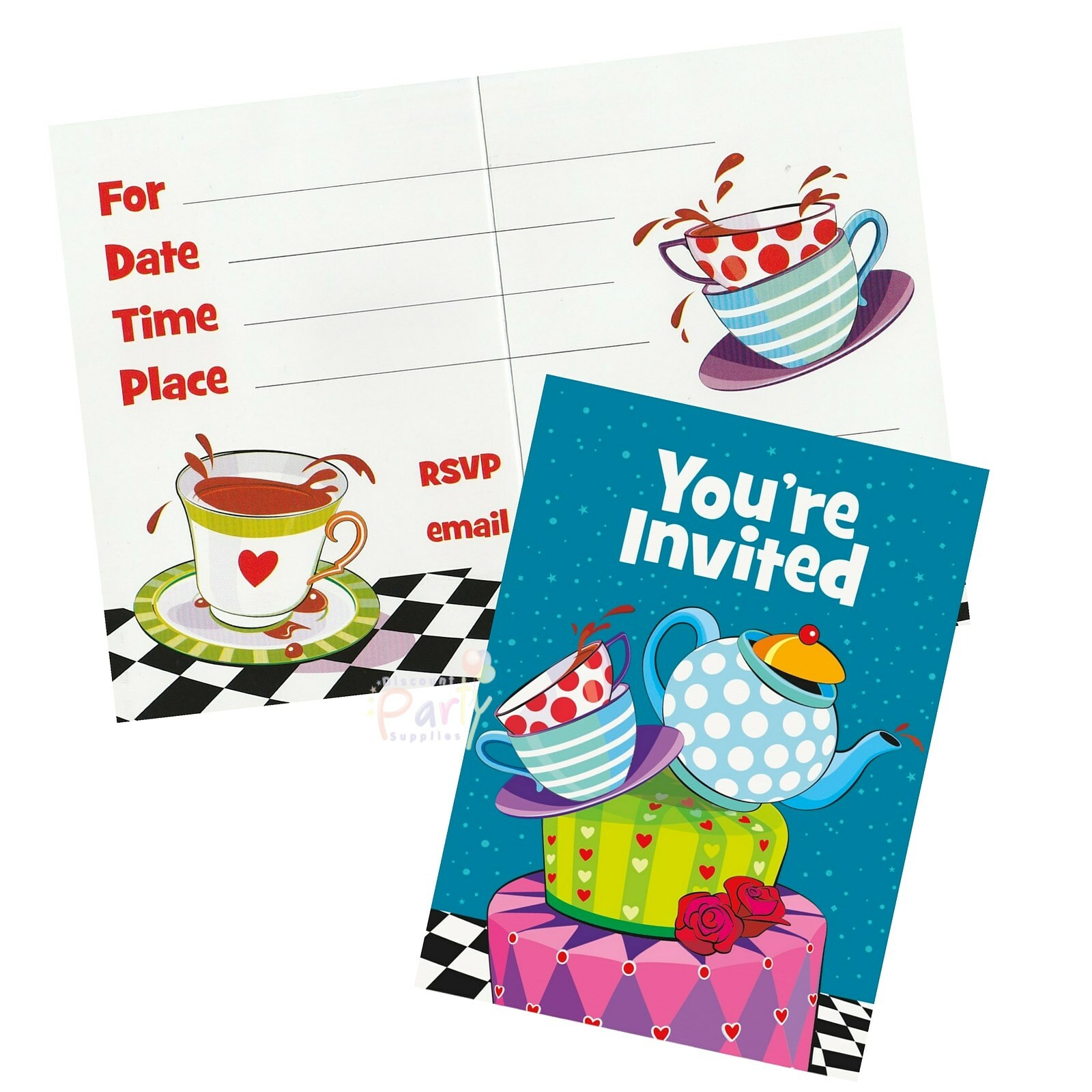 Mad Hatter Tea Party Invitations (Pack of 8)