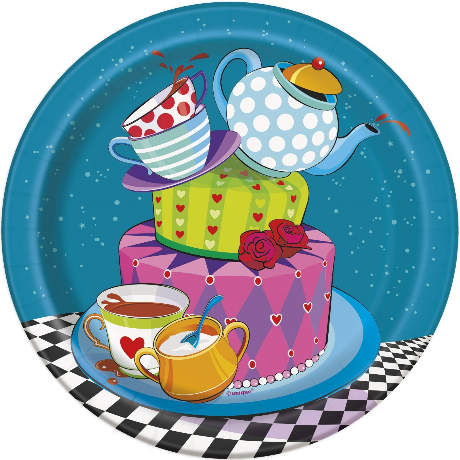 Mad Hatter Tea Party Small Paper Plates (Pack of 8)