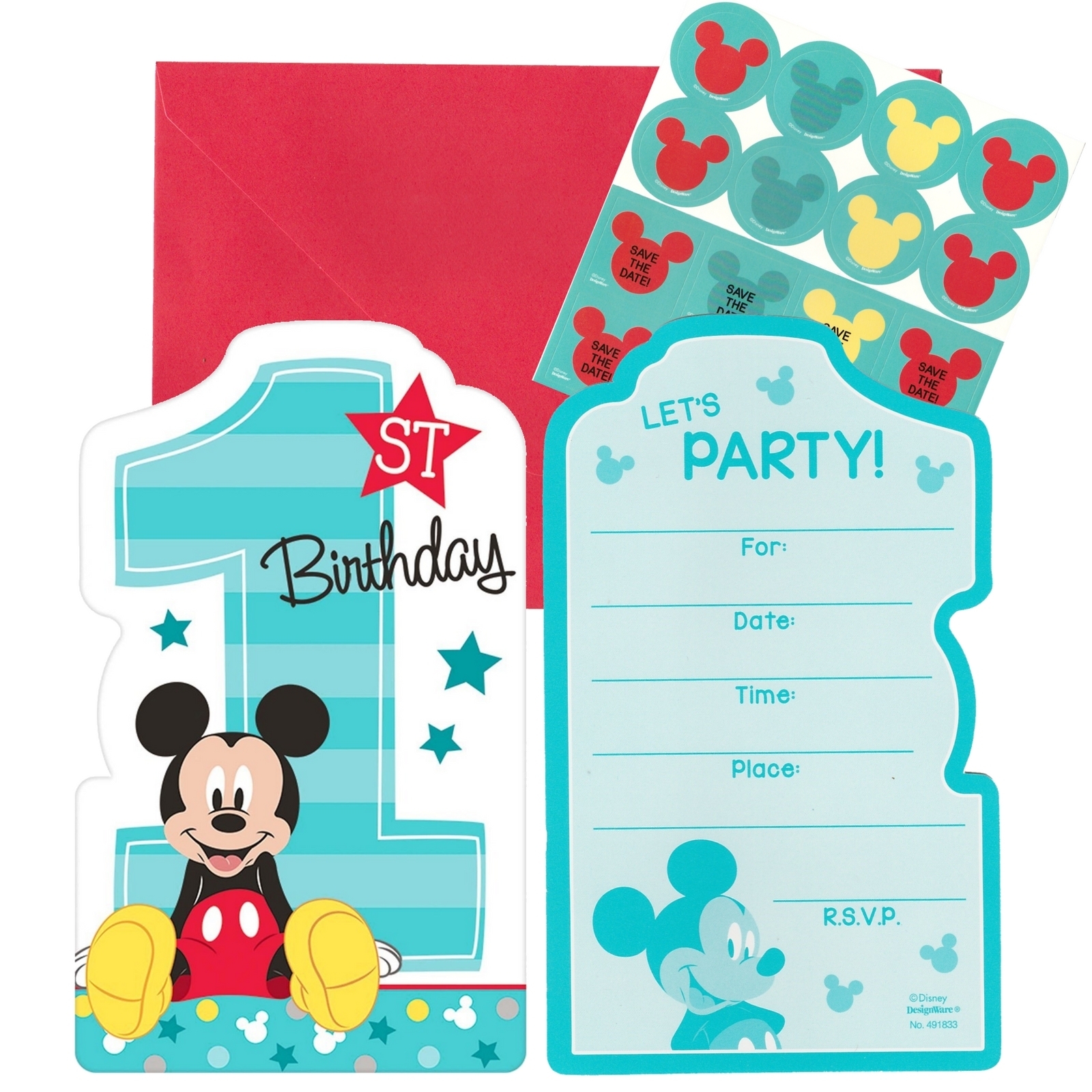 Mickey Mouse Fun To Be One Party Invitation Set (Pack of 8)