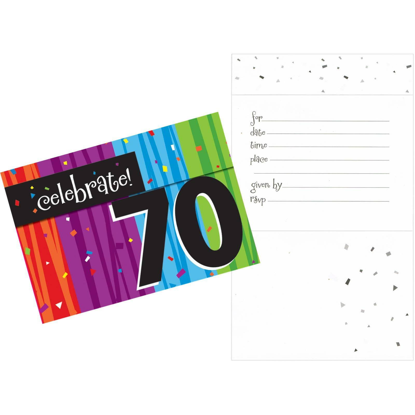 Milestone Celebrations 70th Birthday Party Invitations (Pack of 8)