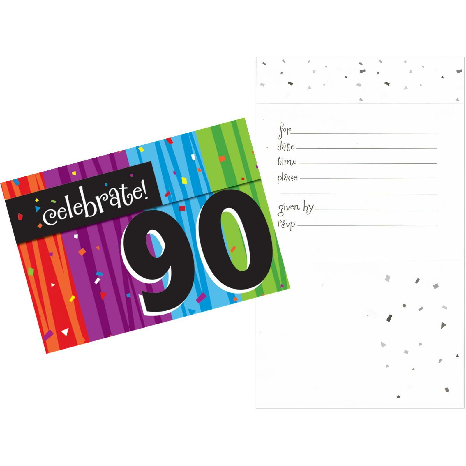 Milestone Celebrations 90th Birthday Party Invitations (Pack of 8)